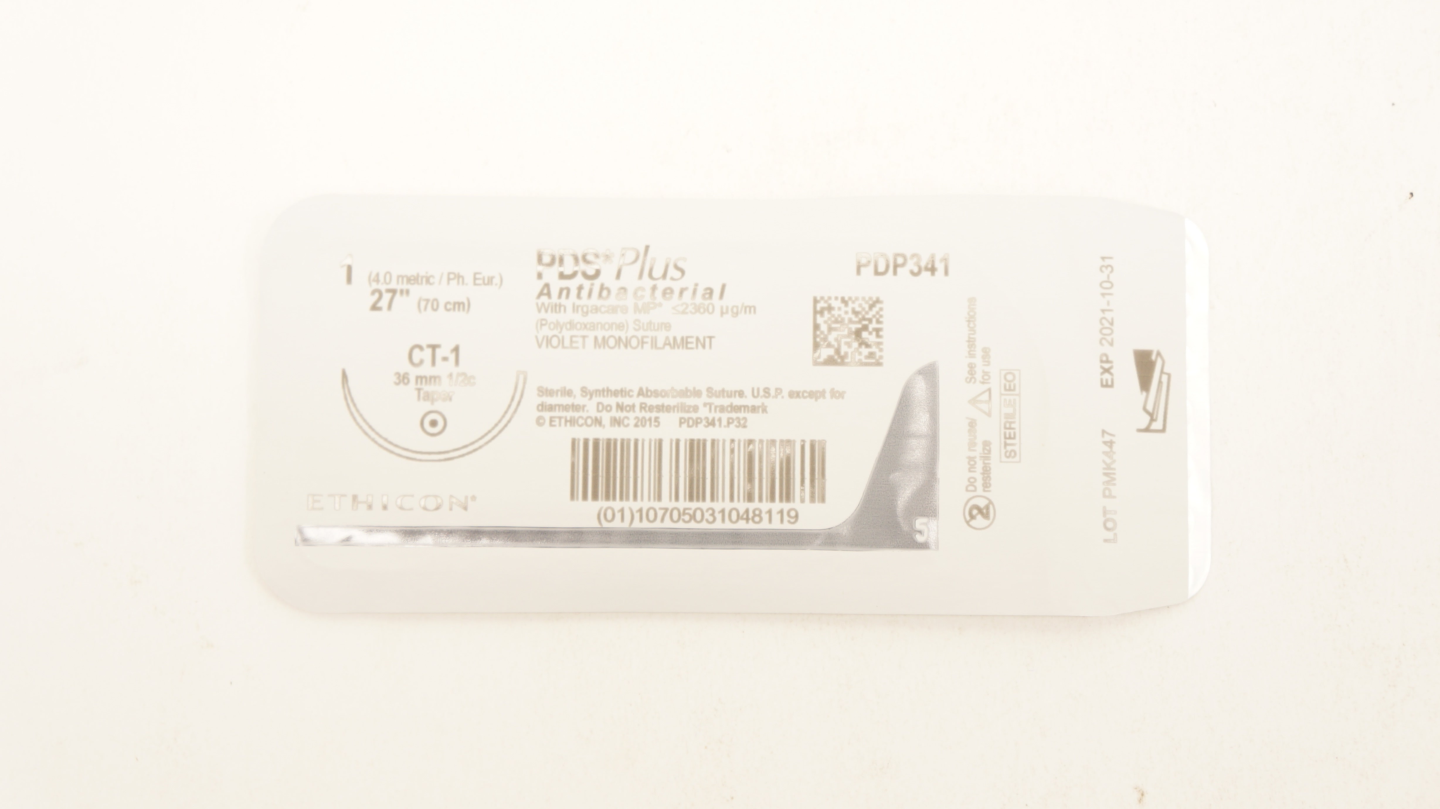 Ethicon PDP341 1 PDS Plus Violet Monofilament CT-1 36mm 1/2c Taper 27inch
