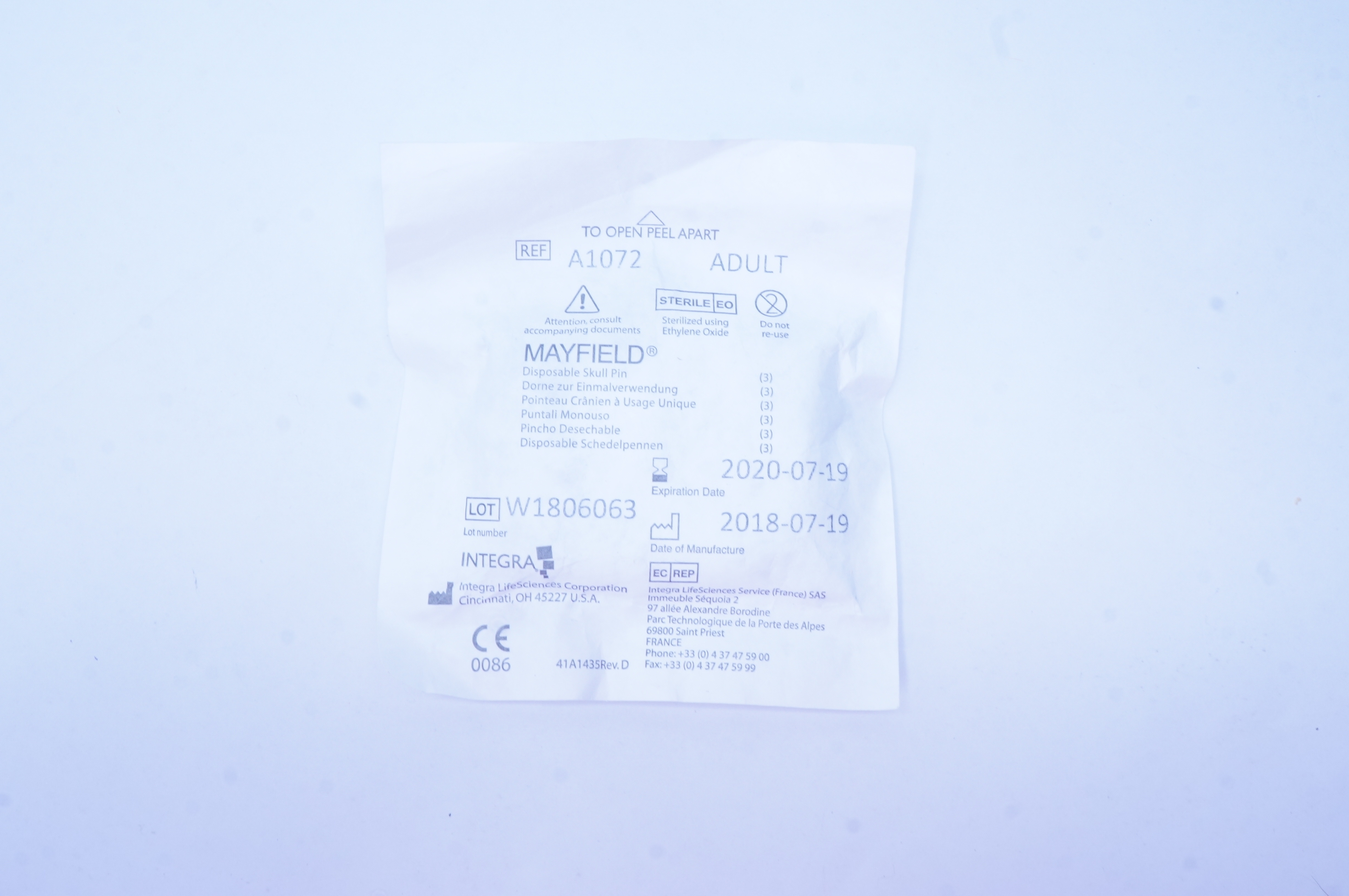 Integra A1072 Mayfield Disposable Skull Pin Adult (x)