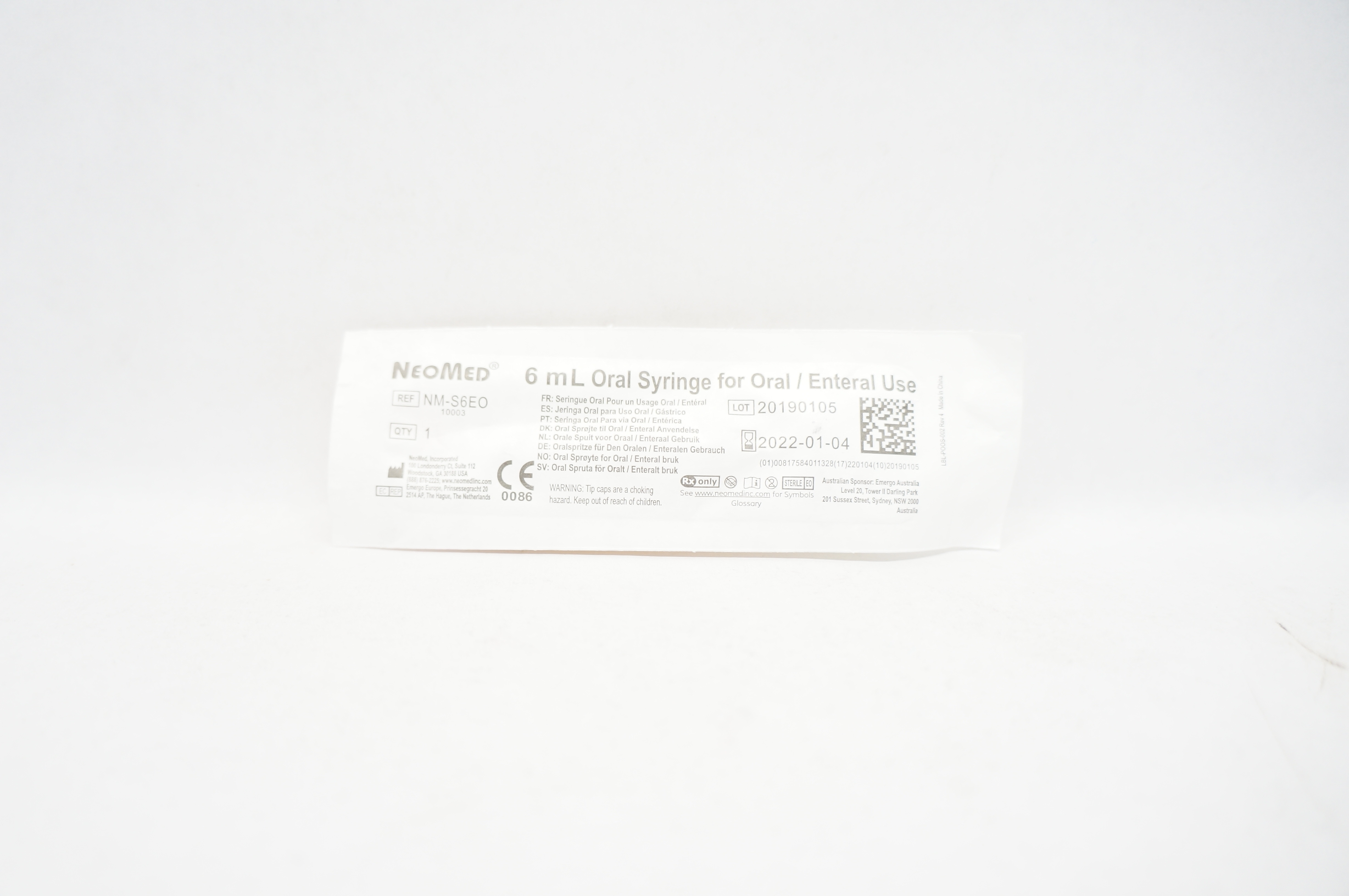 NeoMed NM-S6EO Oral Syringe for Oral/Enteral 6mL (x)