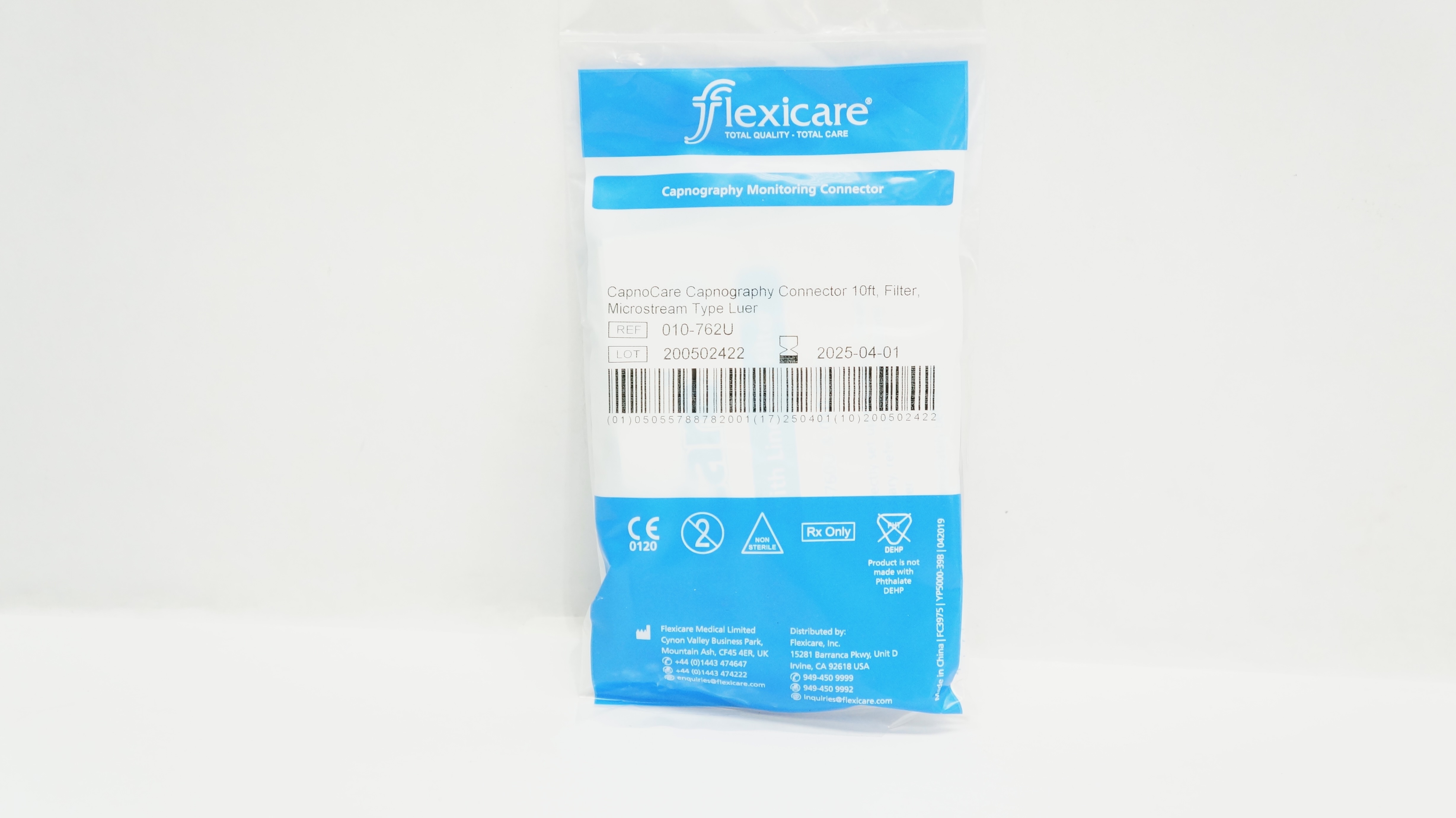 Flexicare 010762U CapnoCare Capnography Connector 10Ft, Filter
