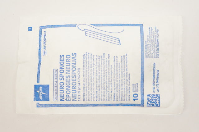 Medline NEUROSPNG14 Neuro Sponges 1 x 3inch - Pack of 10 Sponges