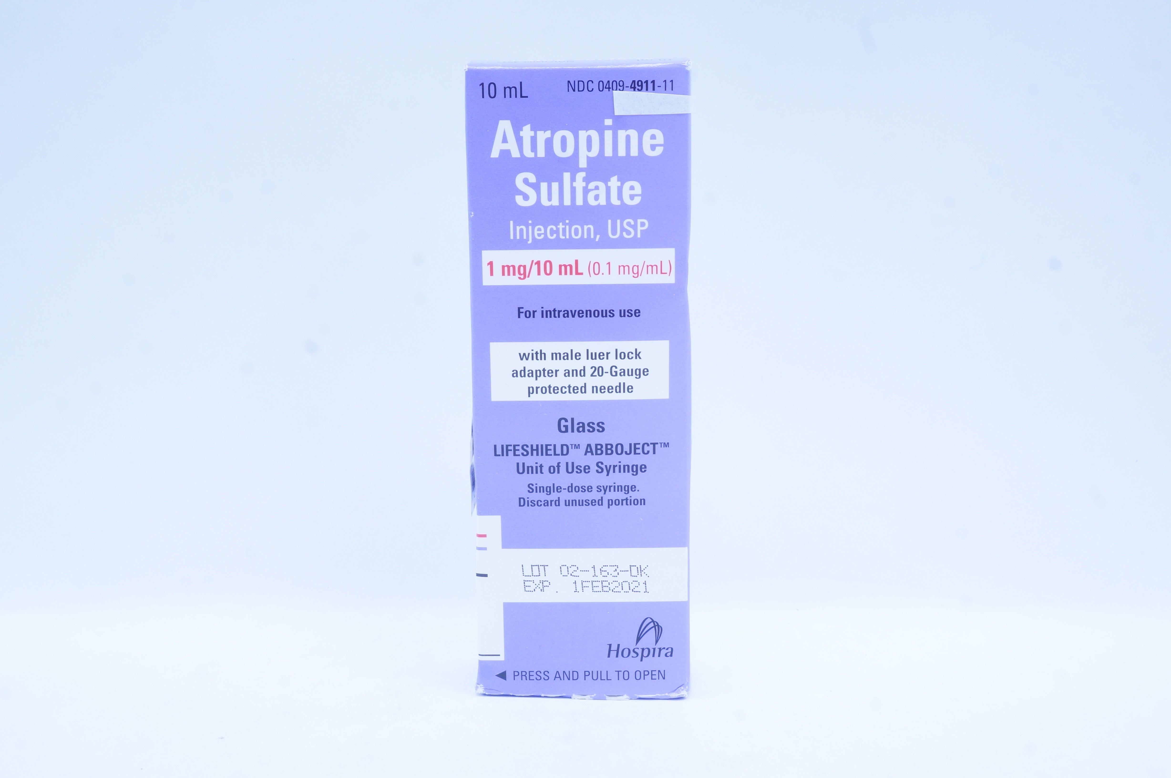 Hospira Atropine Sulfate Injection, USP 1mg/10mL Lifeshield Abboject Syringe (x)