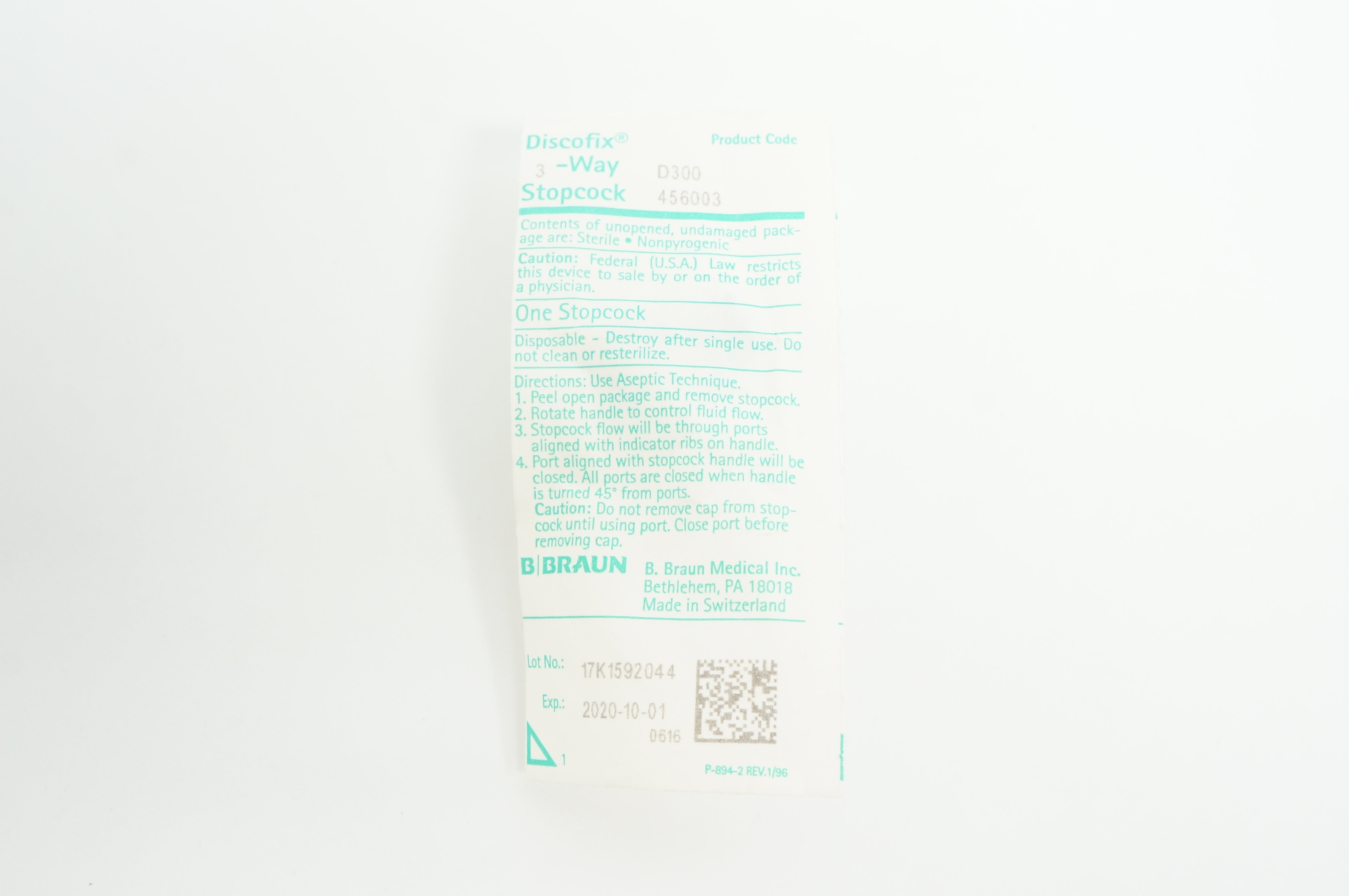 B.Braun Medical 456003 Discofix 3-Way Stopcock D300 (x)