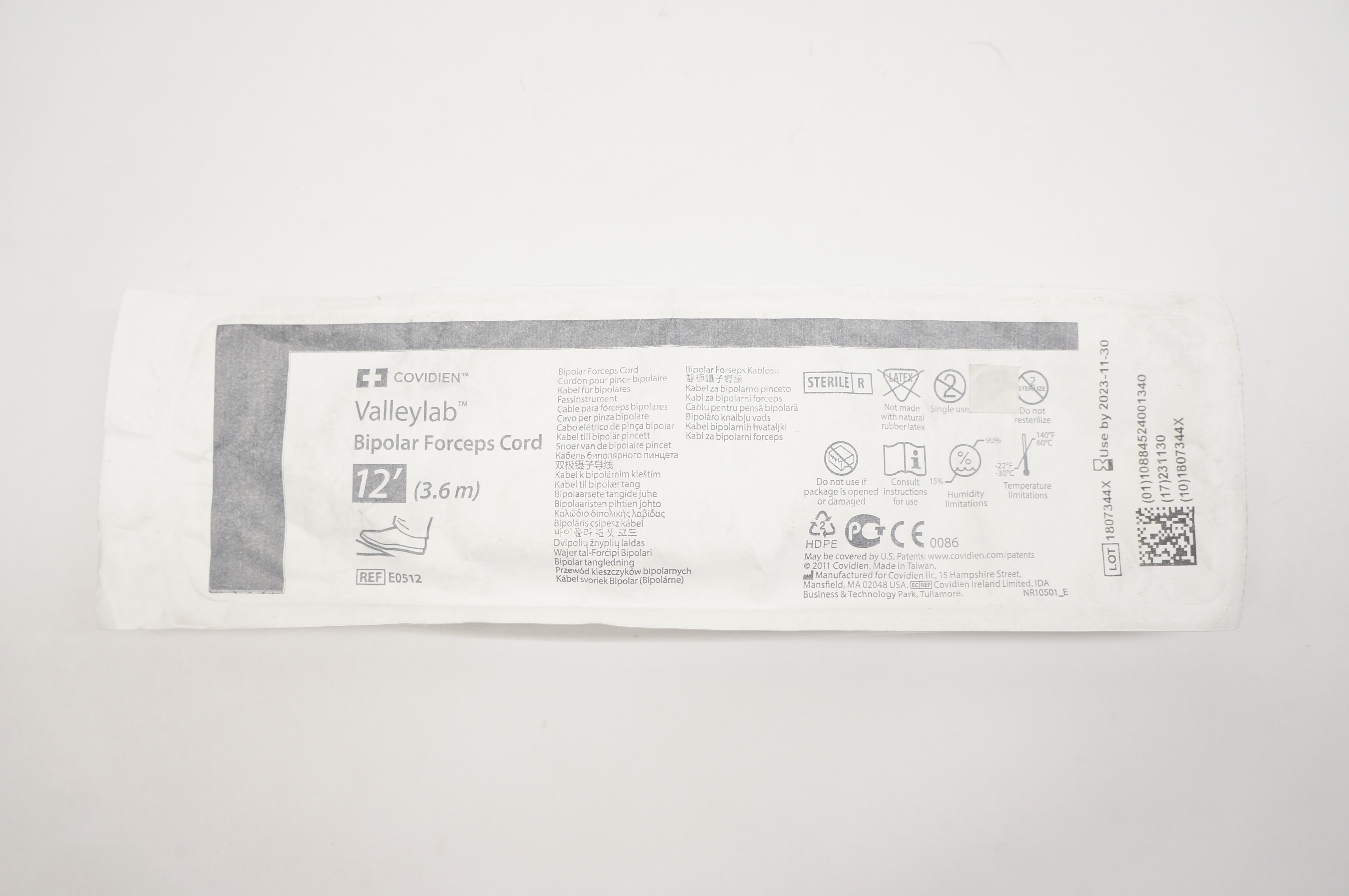 Covidien E0512 Valleylab Bipolar Forceps Cord, 12 Fr. (x)