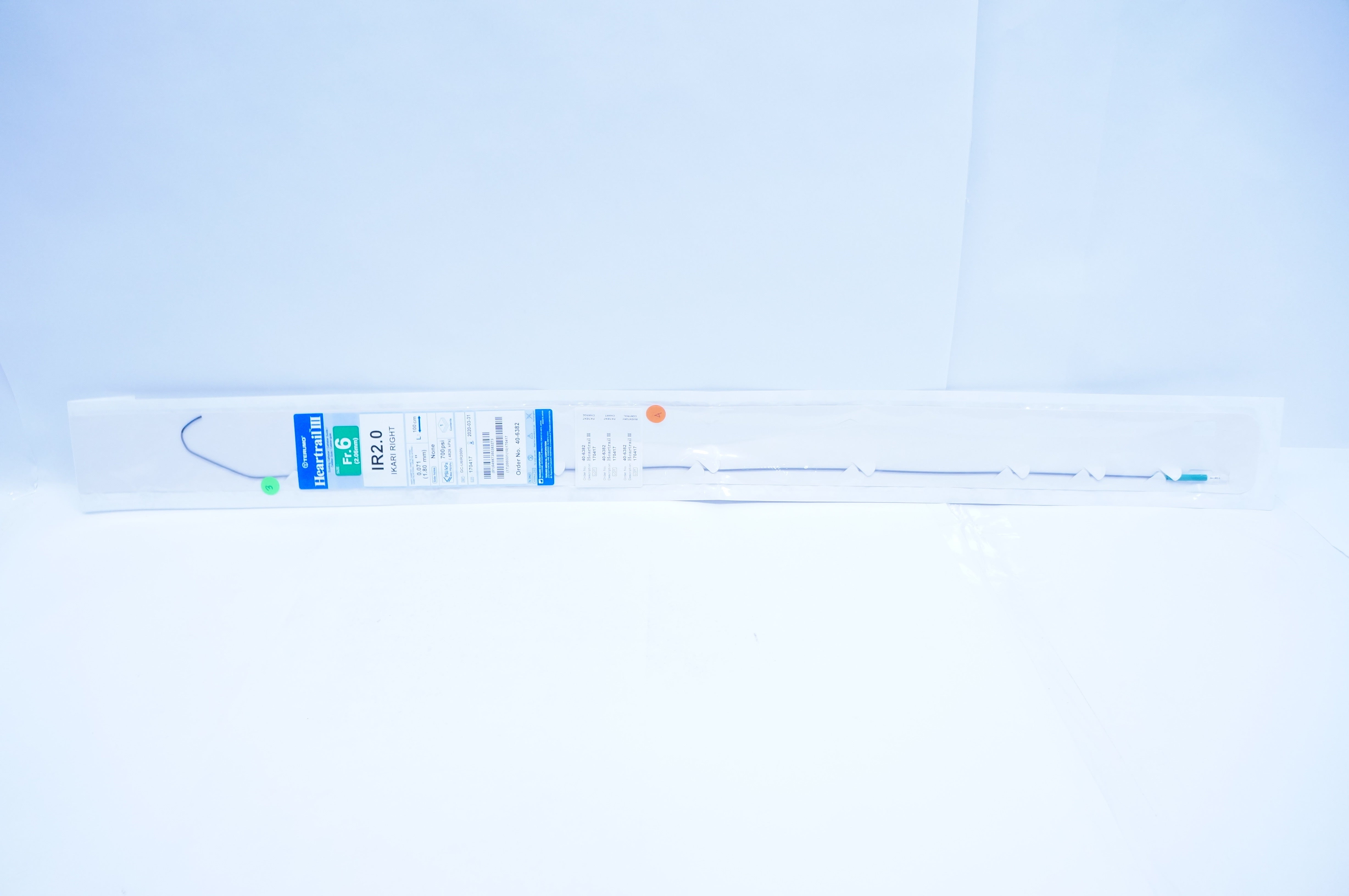 Terumo 40-6382 Heartrail III IKARI Right Guiding Catheter 6Fr., IR2.0 (x)