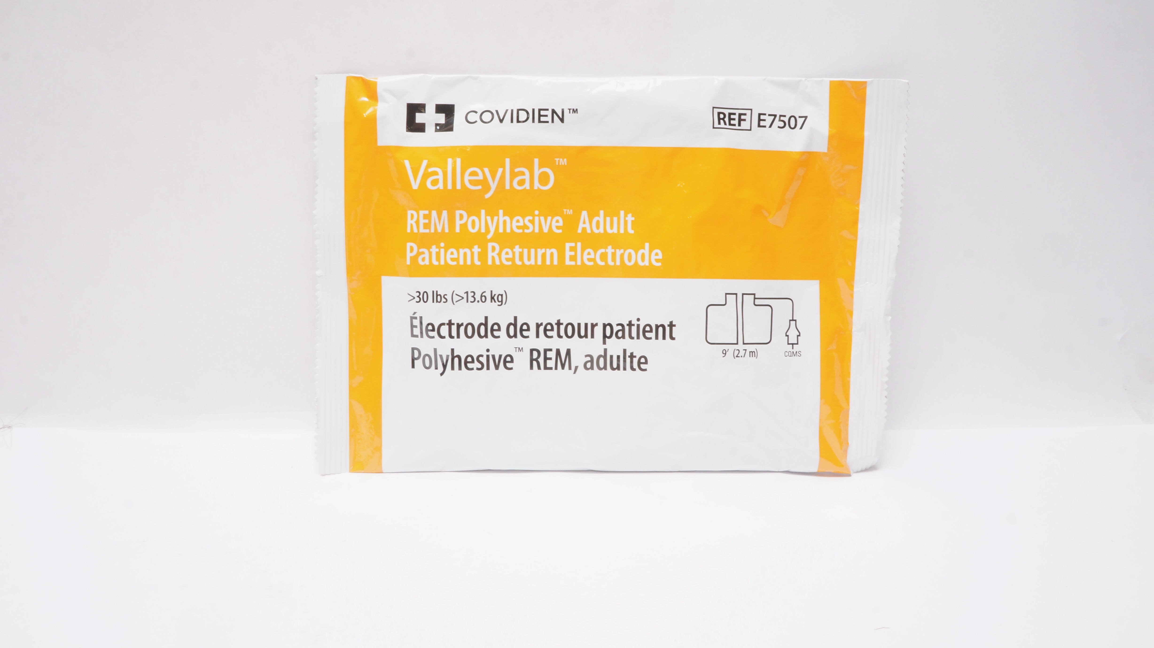 Covidien E7507DB Valleylab REM Polyhesive Adult Patient Return Electrode >30lbs