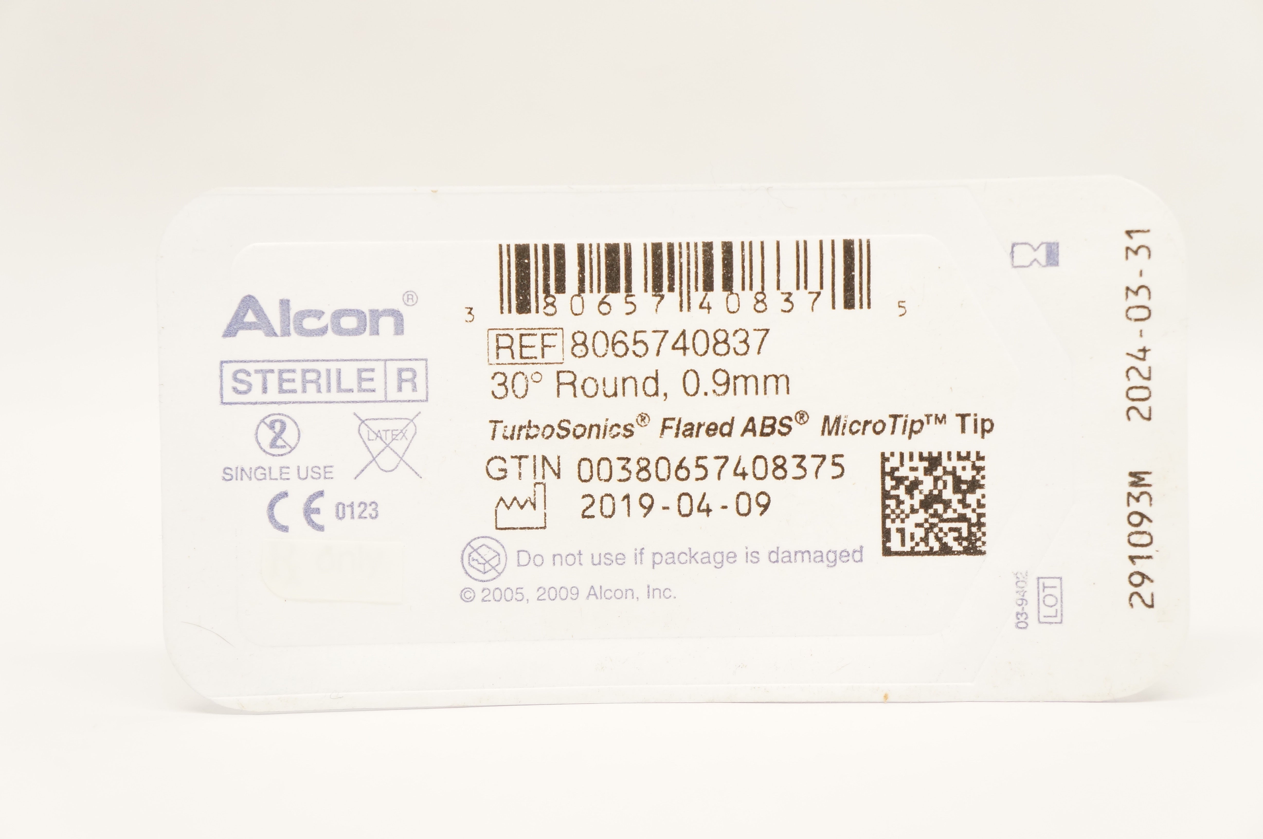 Alcon 8065740837 TurboSonics Flared ABS MicroTip Tip 30° Round, 0.9mm
