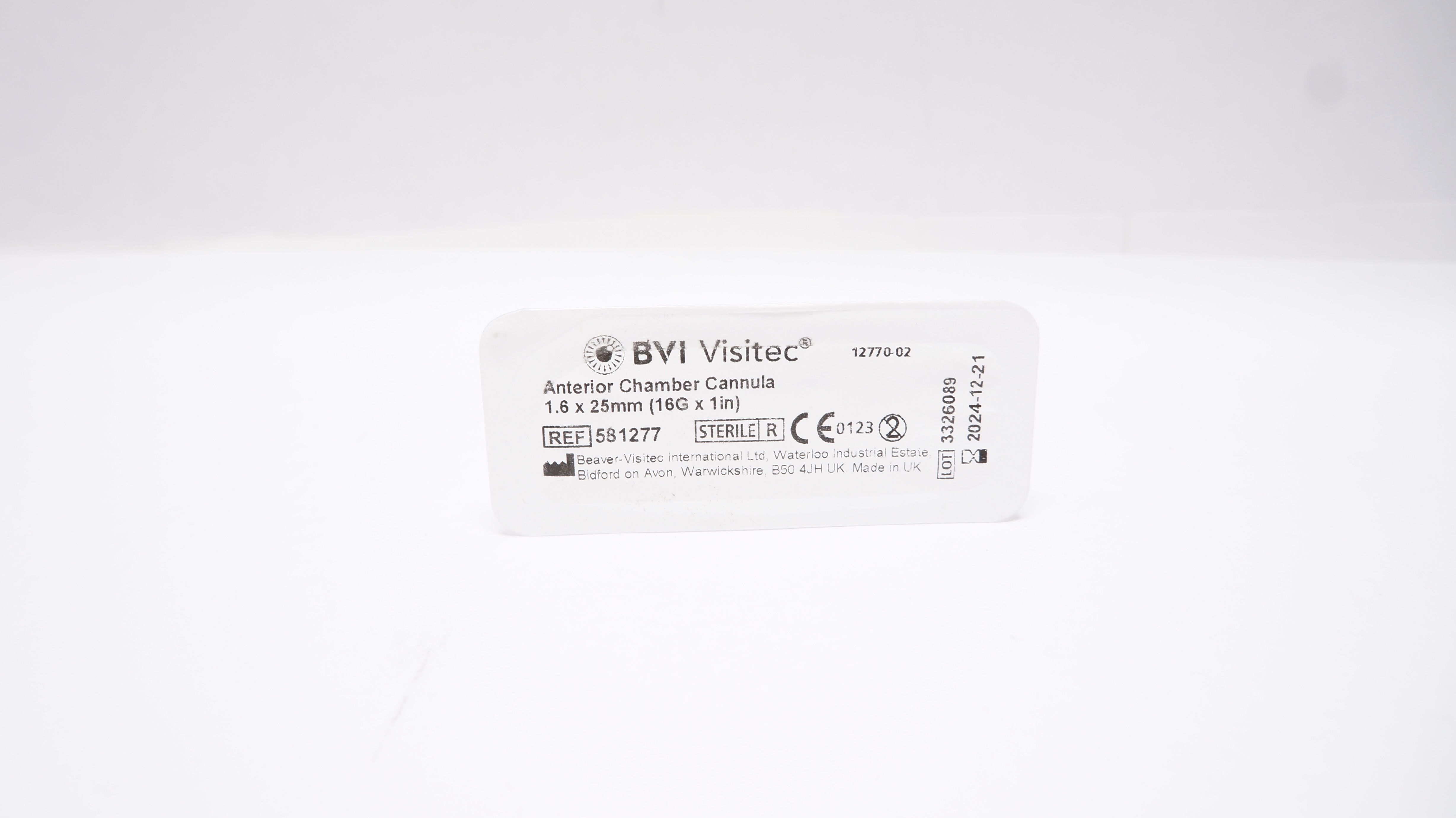 Bvi Beaver Visitec 581277 Anterior Chamber Cannula 16G x 1inch