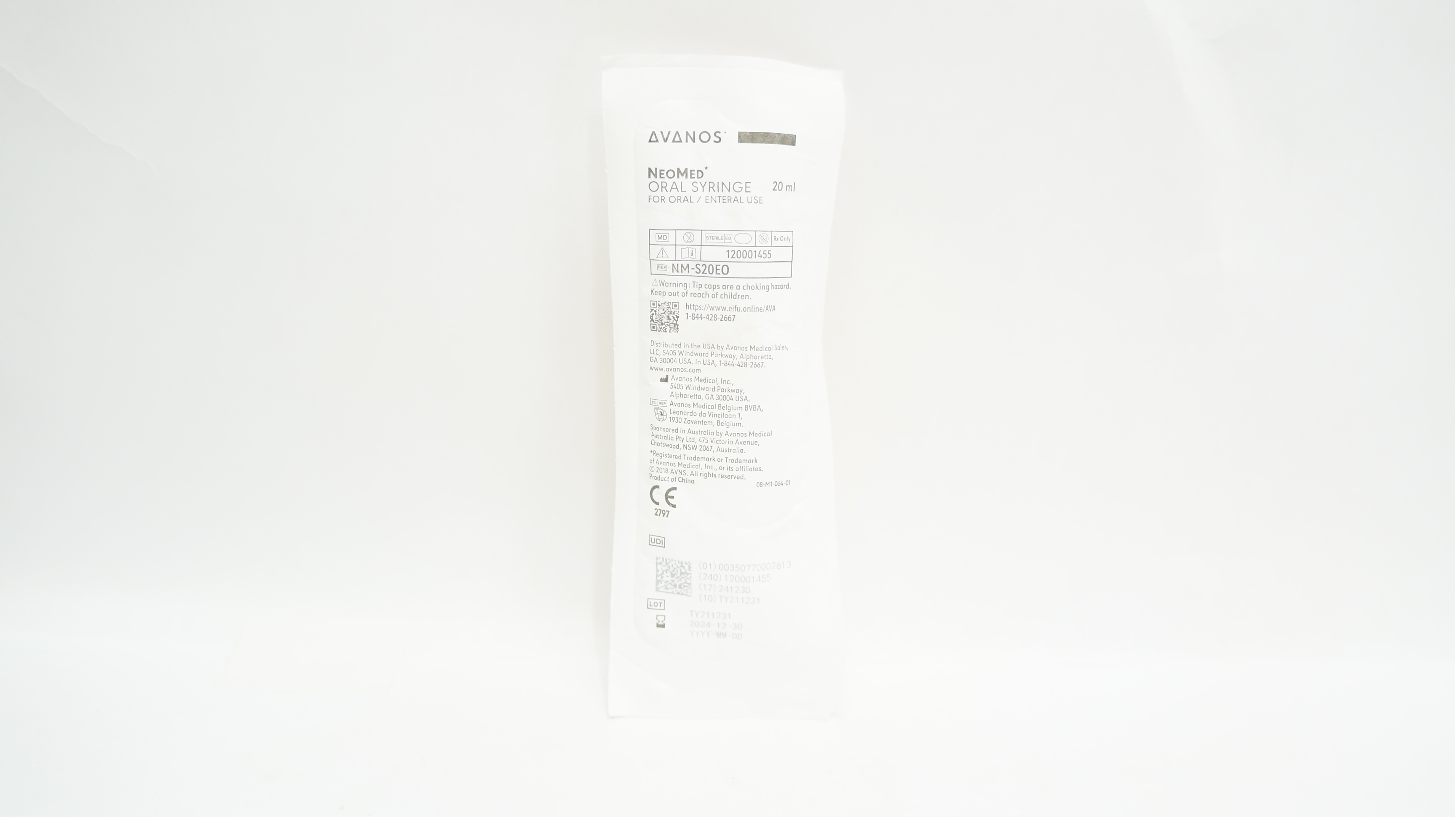 NeoMed NM-S20EO 20mL Oral Syringe for Oral / Enteral Use