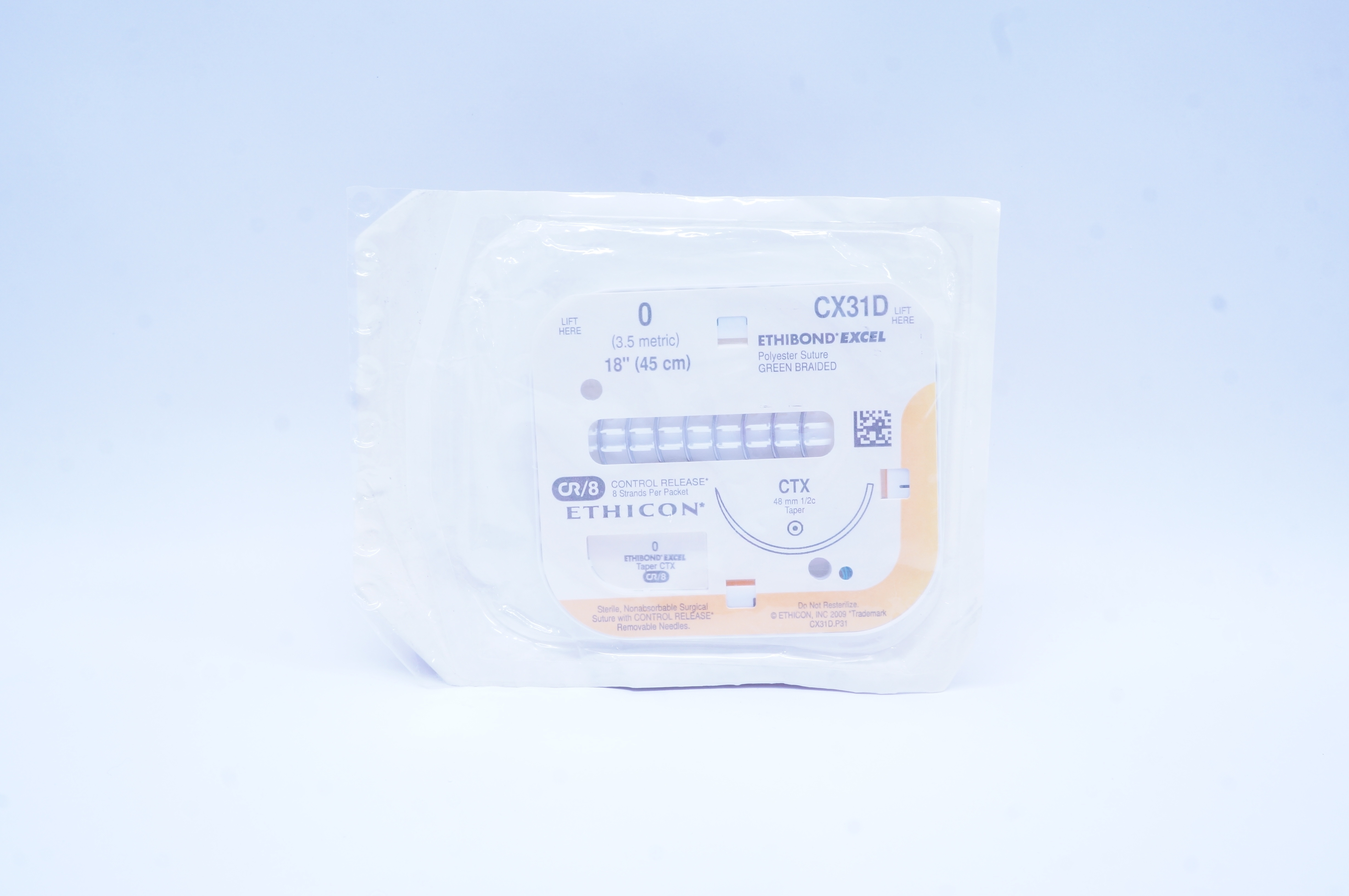 Ethicon CX31D 0 Ethibond Excel Polyester Stre CTX 48mm 1/2c Taper 18inch CR/8(x)