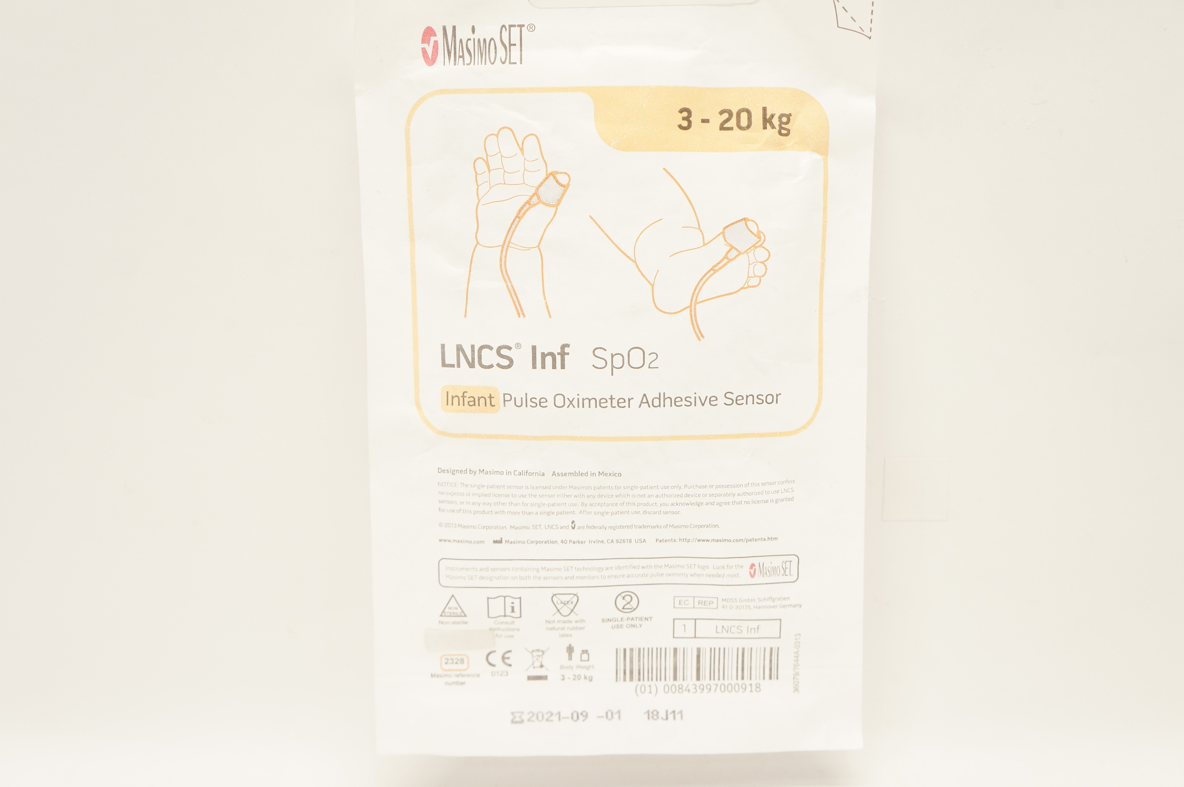 Masimo 2328 LNCS Inf SpO2 Infant Pulse Oximeter Adhesive Sensor 3-20kg (x)