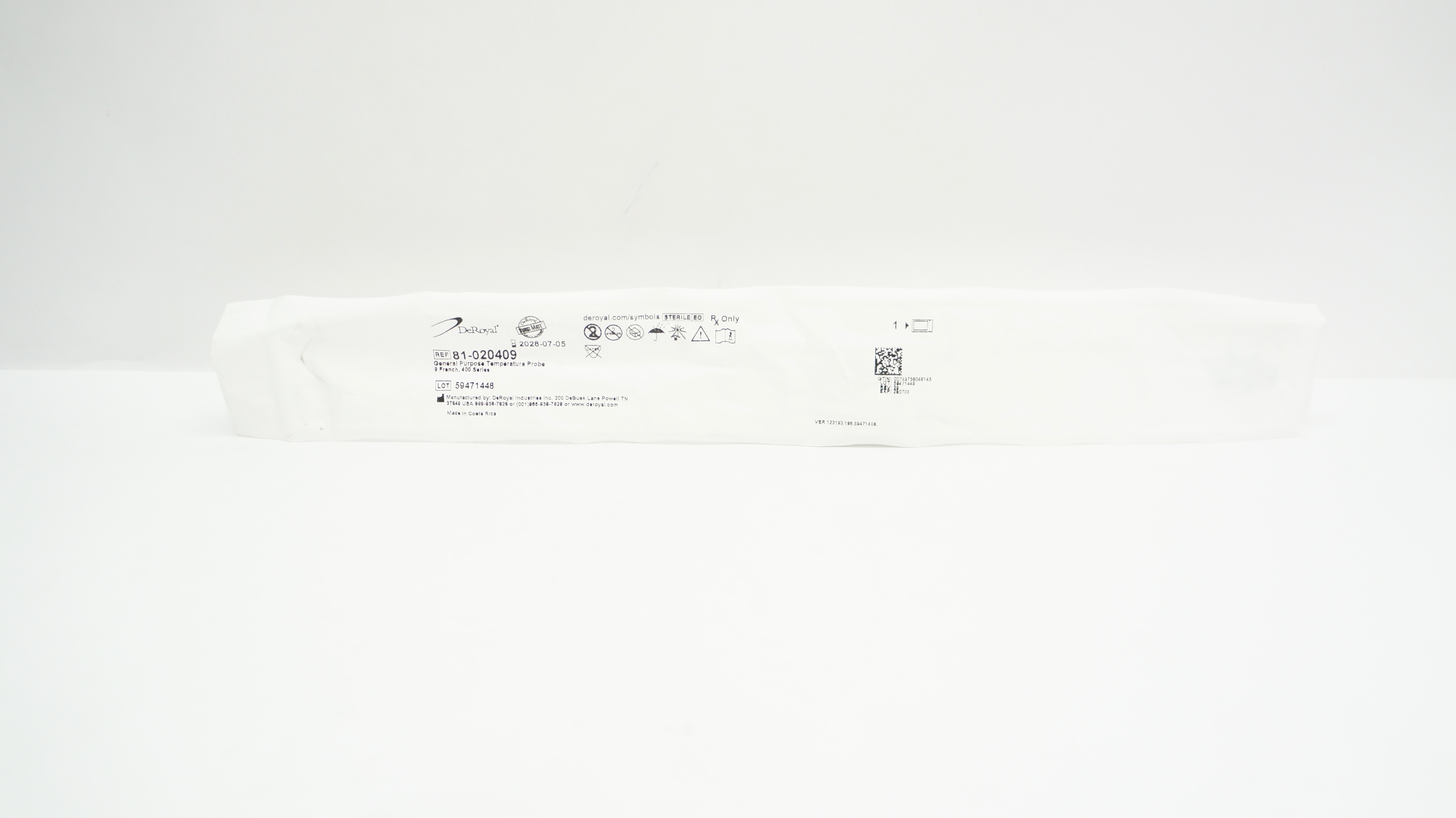 DeRoyal 81-020409 General Purpose Temperature Probe 9Fr 400 Series