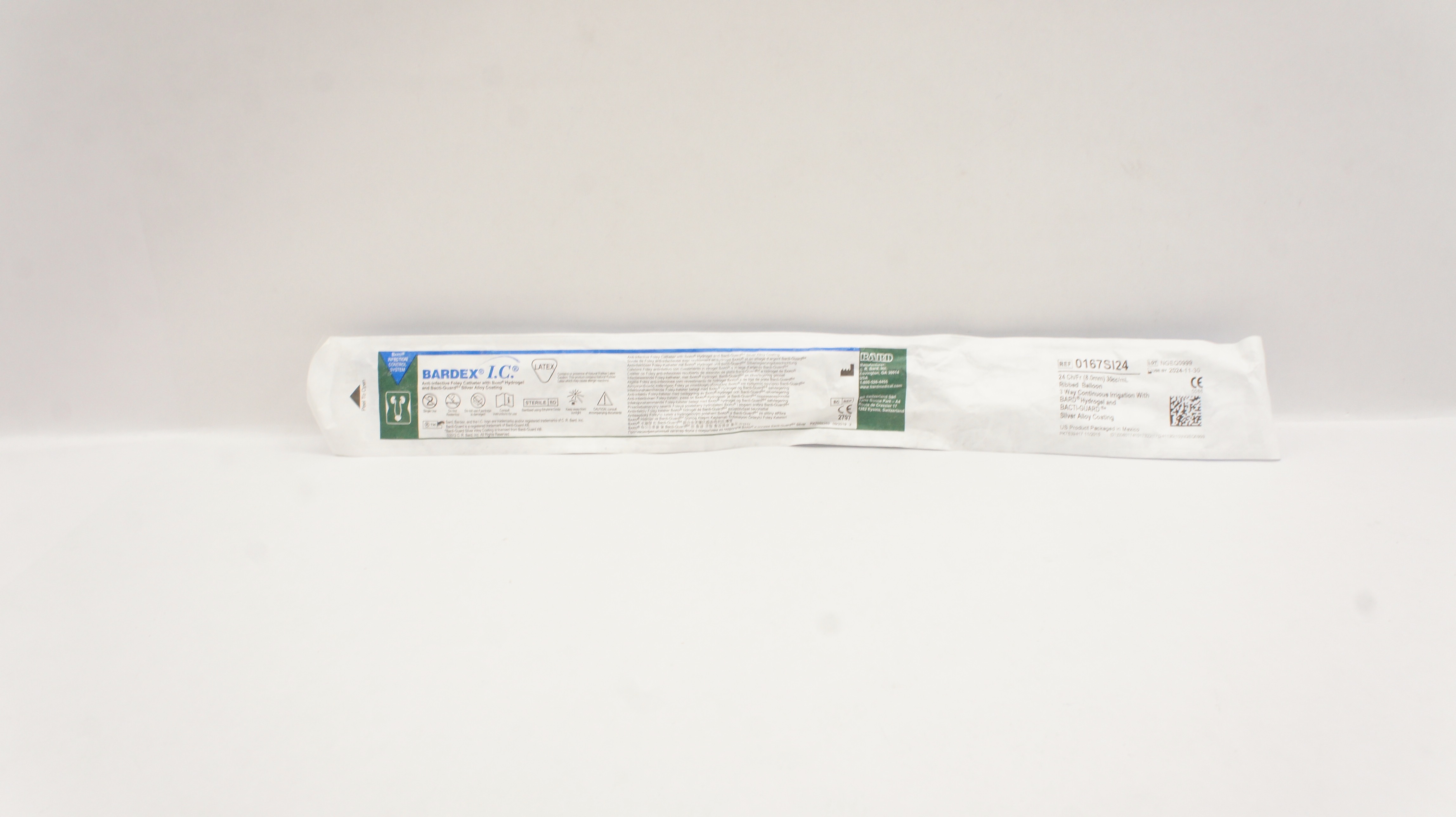 Bard 0167SI24 Bardex I.C. Anti-Infective Foley Cath. 24Ch/Fr 30cc/mL Balloon