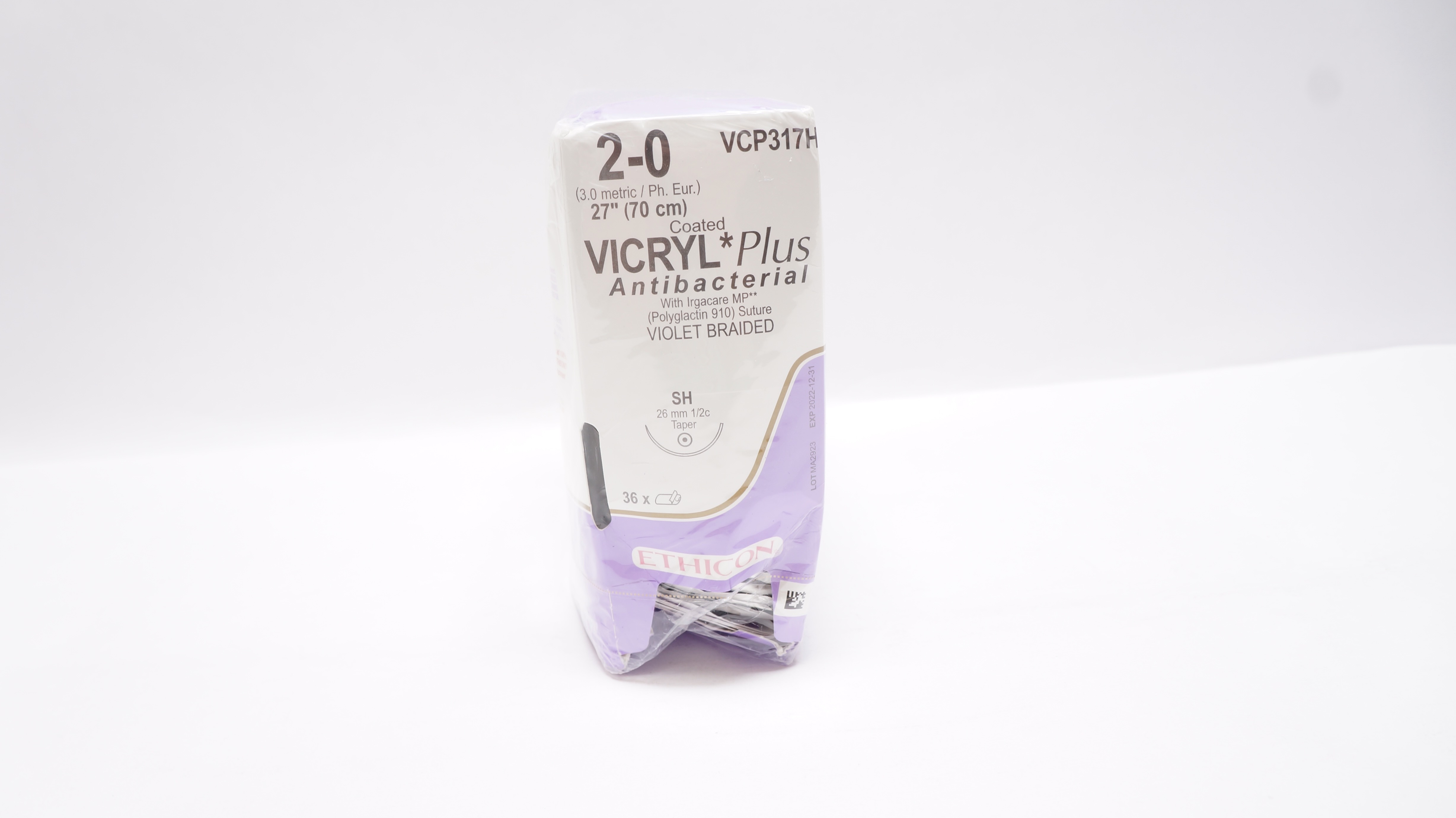 Ethicon VCP317H 2-0 Coated VICRYL Plus SH 26mm 1/2c Taper 27inch (x) - Box of 36