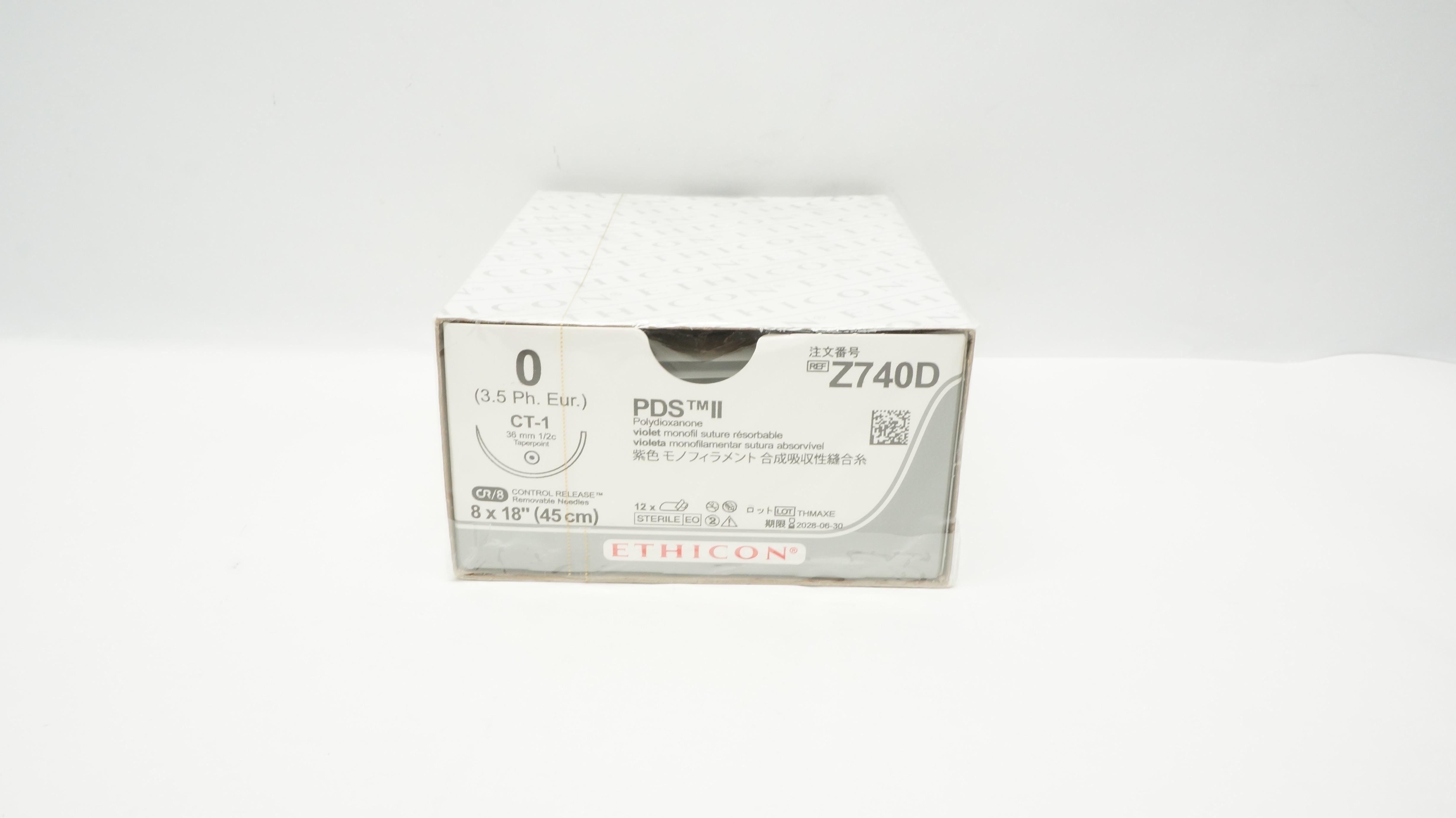Ethicon Z740D 0 PDS II Stre CT-1 36mm 1/2c Taperpoint 18inch - Box of 12