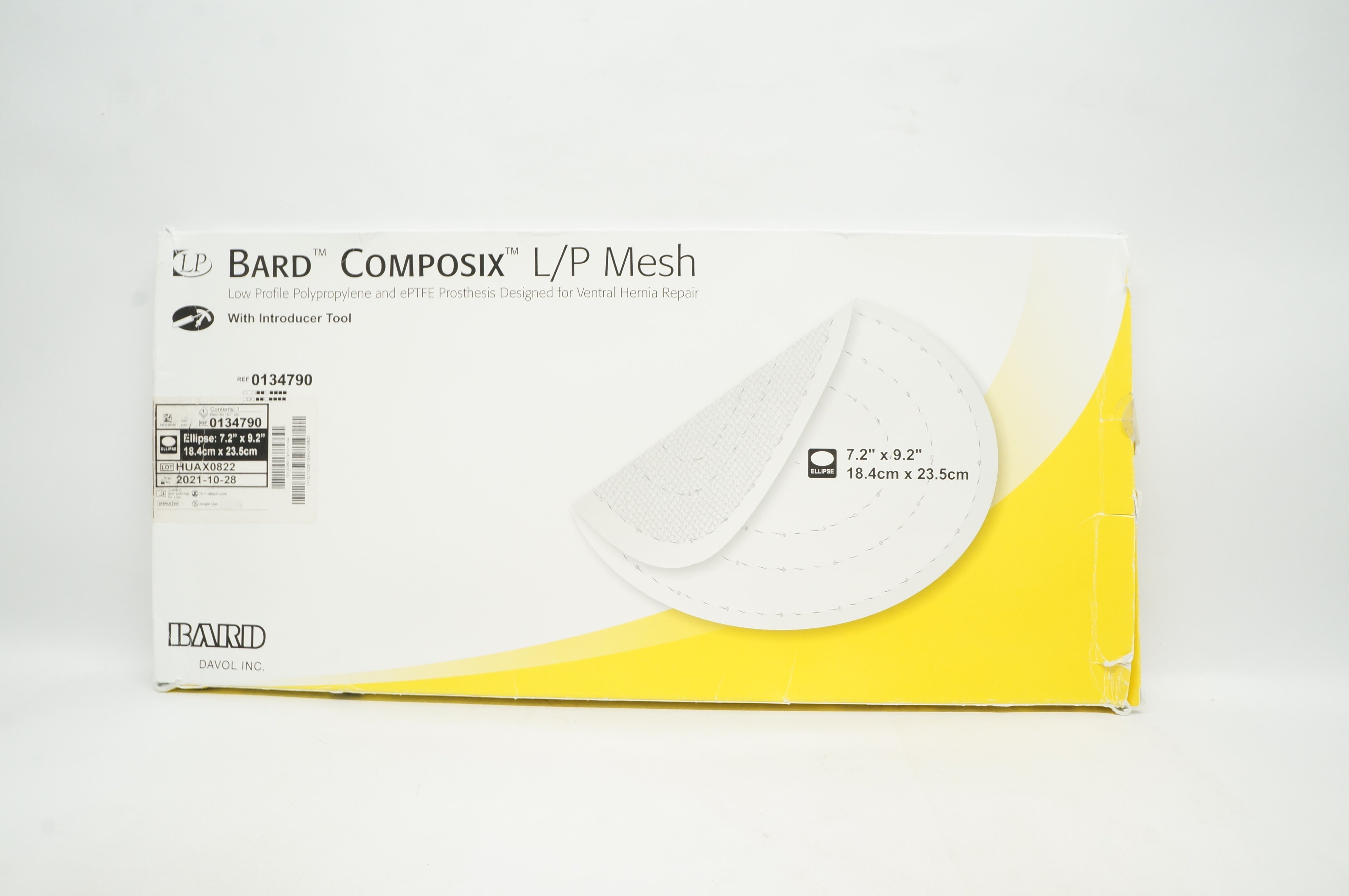 Bard 0134790 Composix L/P Mesh With Introducer Tool, Ellipse 7.2 inch x 9.2 inch