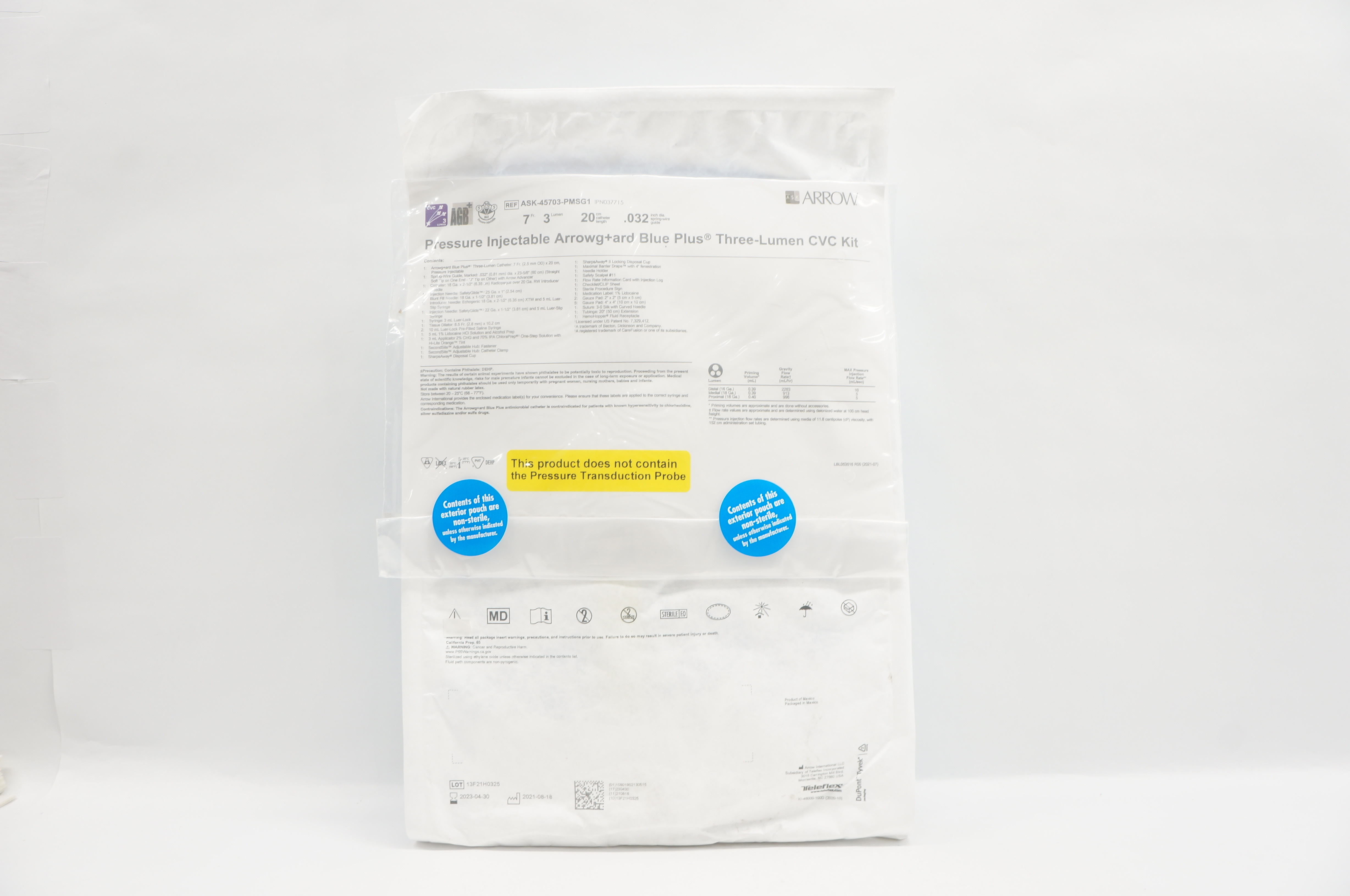 Arrow ASK-45703-PMSG1 Multi-Lumen Central Venous Catheterization Kit 7Fr x 20cm