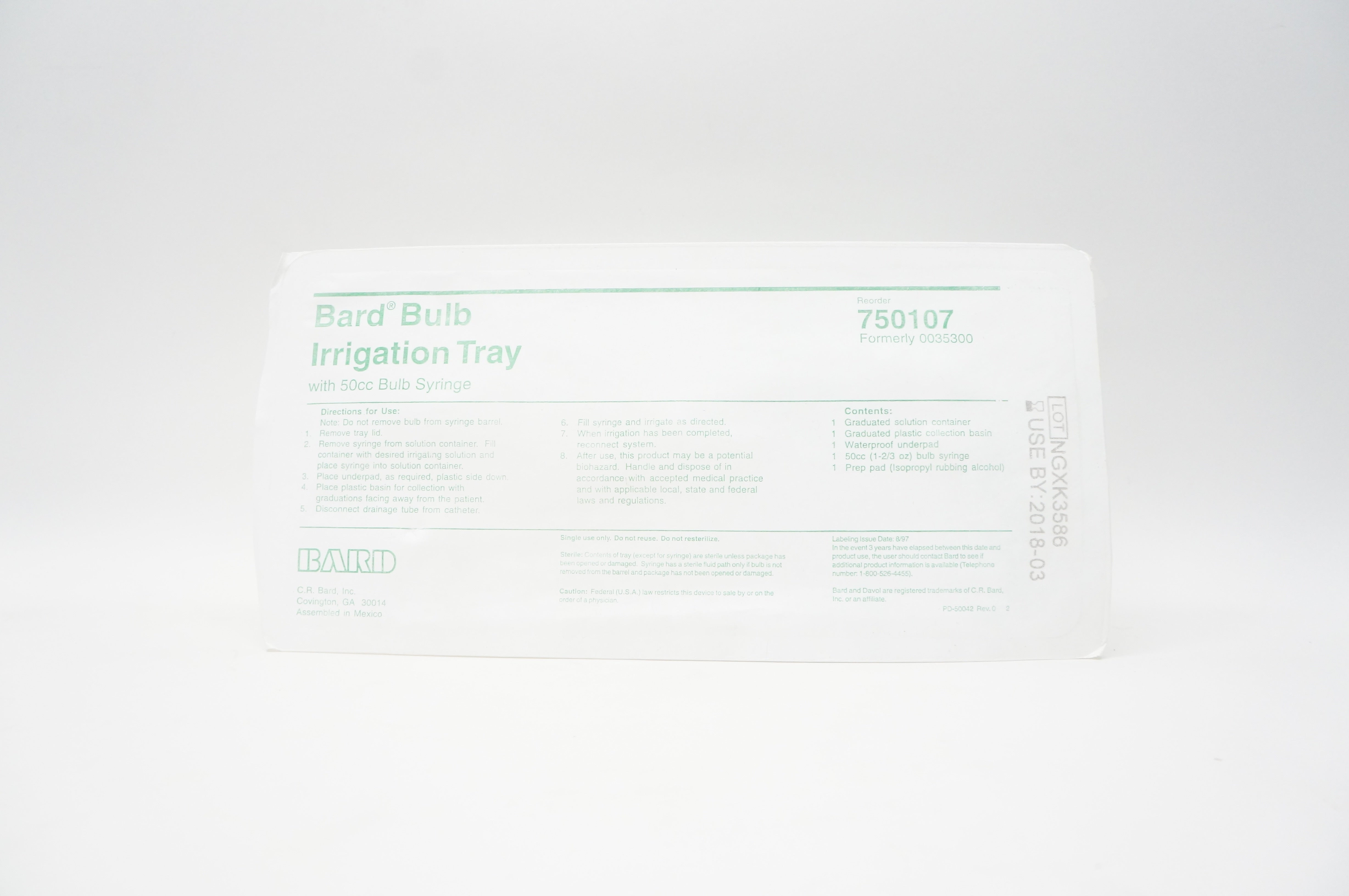 Bard 750107 Bulb Irrigation Tray with 50cc Syringe (x)