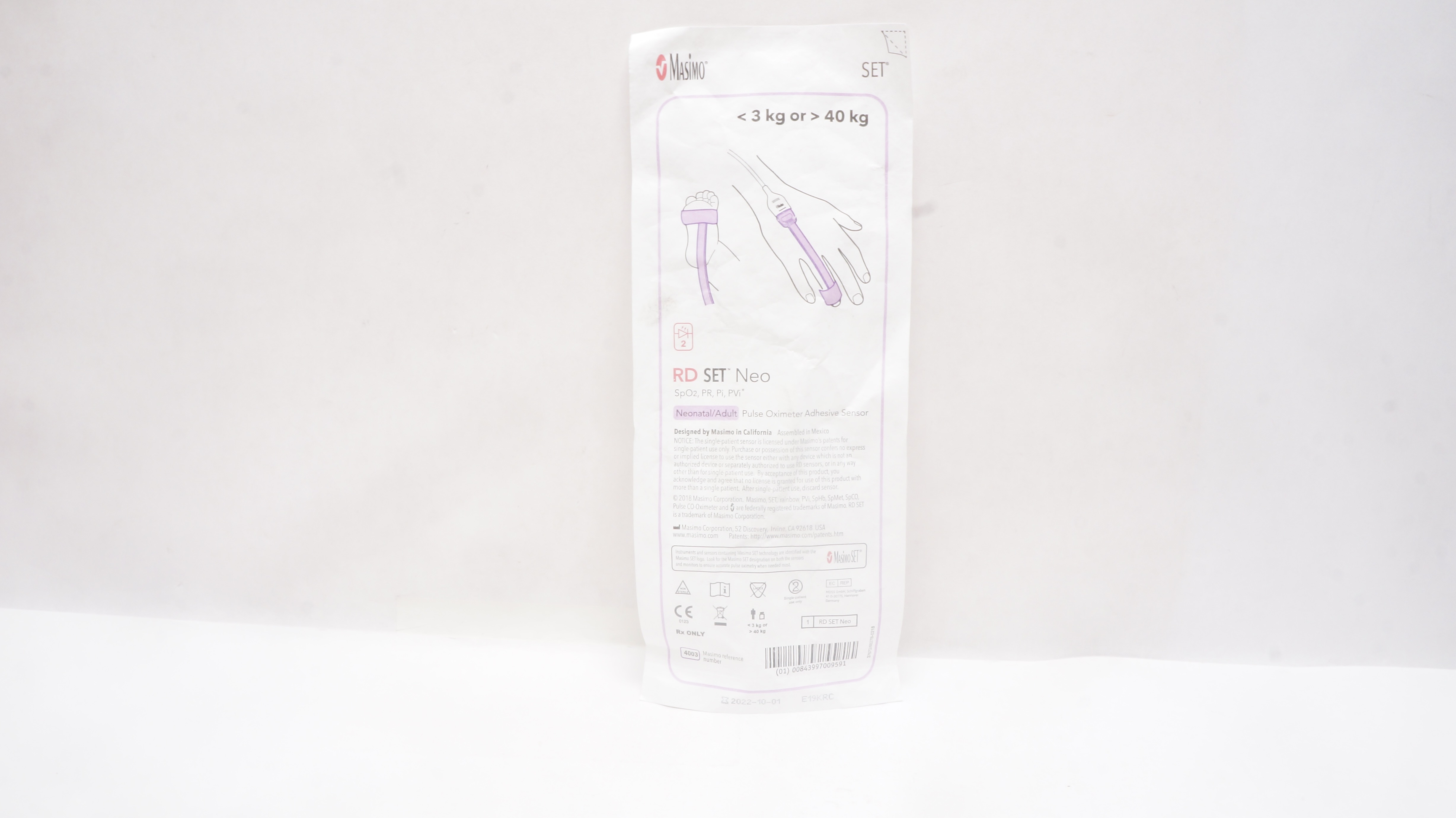 Masimo 4003 RD SET Neonatal/Adult Pulse Oximeter Adhesive Sensor <3kg or>40kg (x)