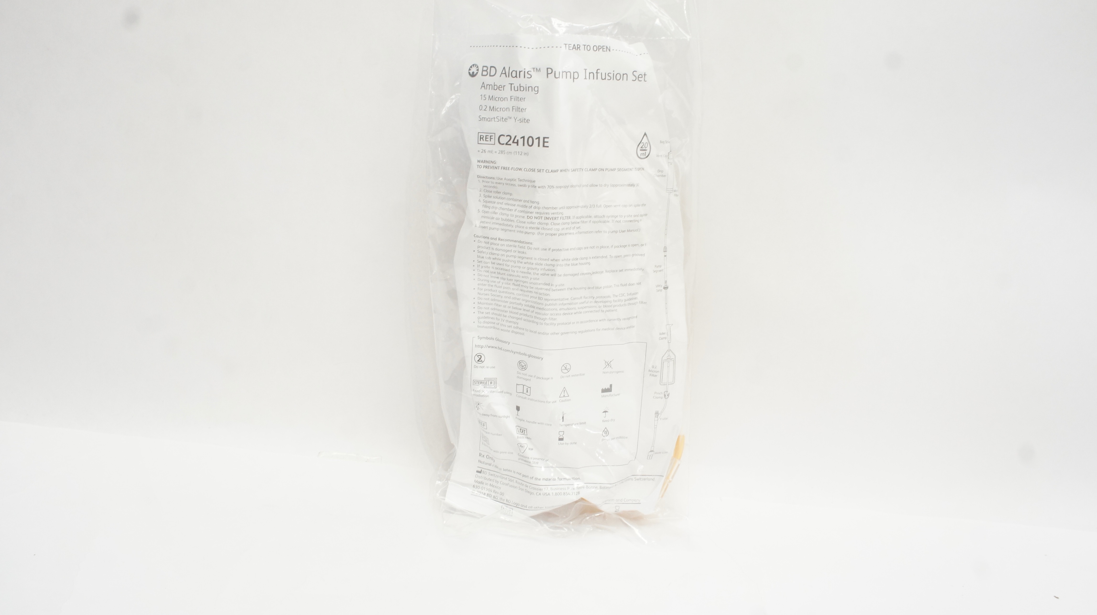 BD C24101E Alaris Pump Infusion Set 26mL x 112inch 20Drops/ml