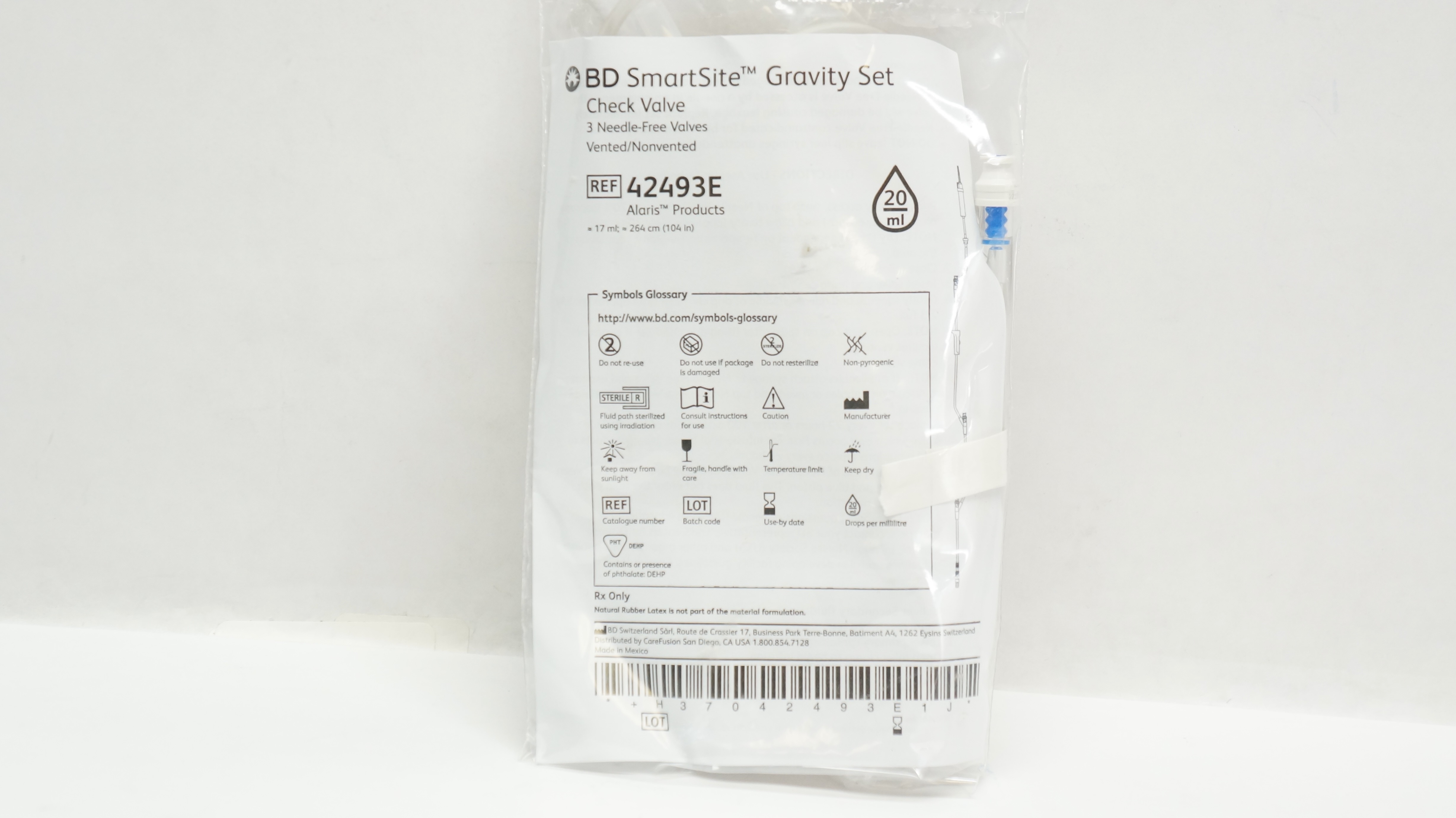 BD 42493E Alaris SmartSite Gravity Set 20Drops ml 17ml X 104inch bd-42493e-alaris-smartsite-gravity-set-20drops-ml-17ml-x-104inch