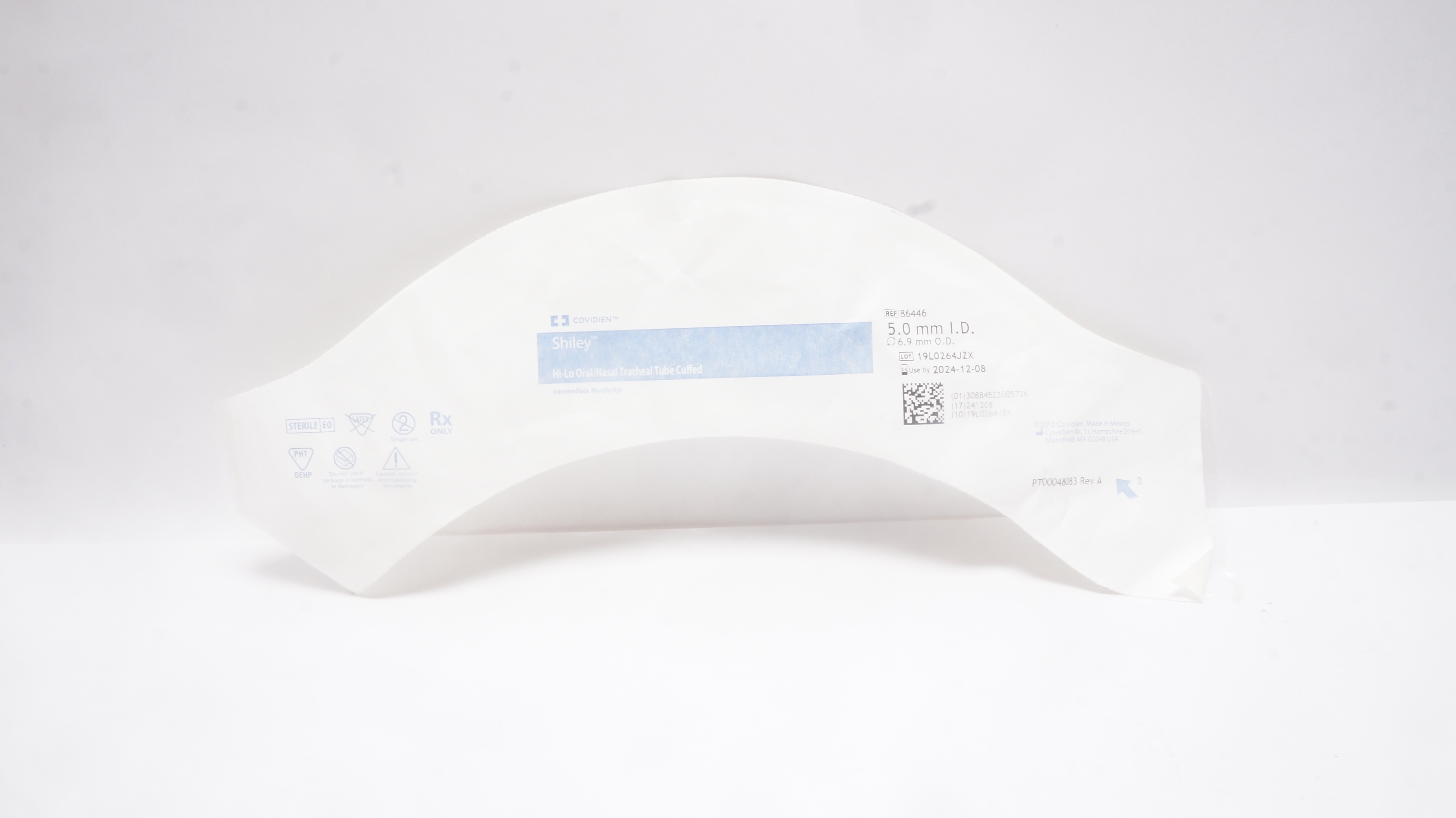 Covidien 86446 Shiley Hi-Lo Oral/Nasal Tracheal Tube Cuffed  5.0mm ID 6.9mm OD