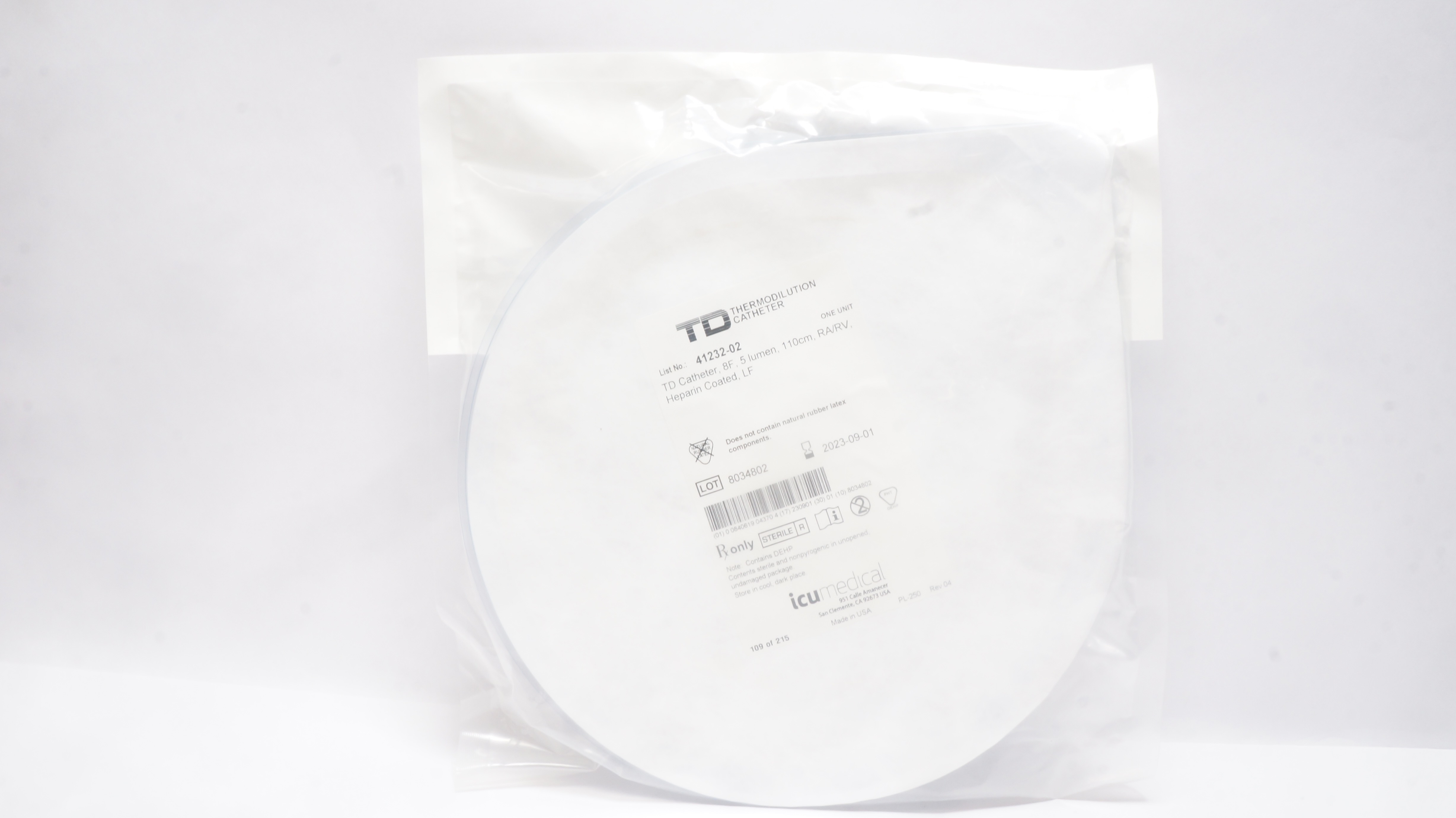 ICU Medical 41232-02 Thermodilution Cath. 5Lumen 8F x 110cm Heparin Coated
