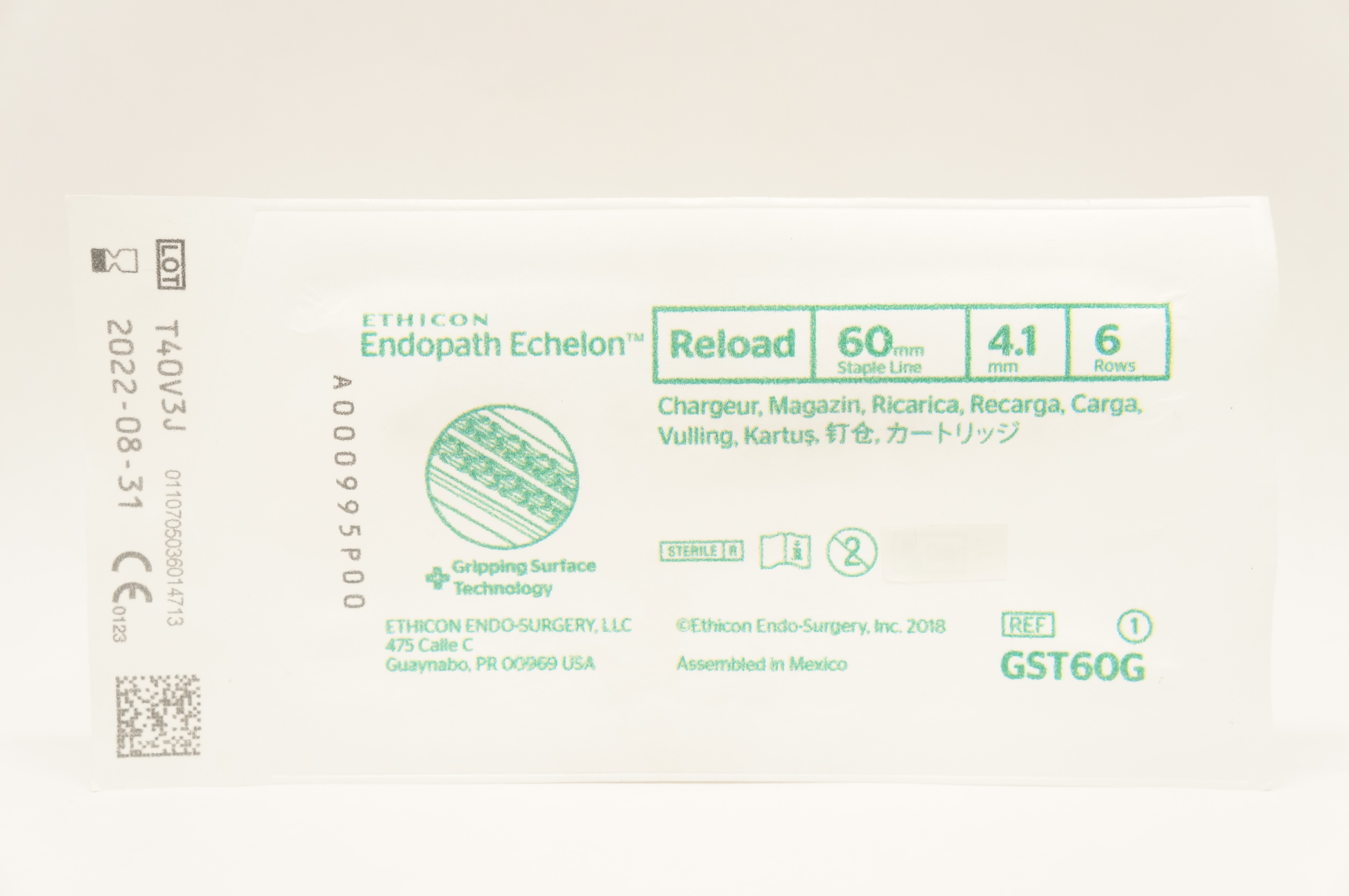 Ethicon GST60G Endopath Echelon Reload 60 mm Staple Line 4.1 mm 6 Rows