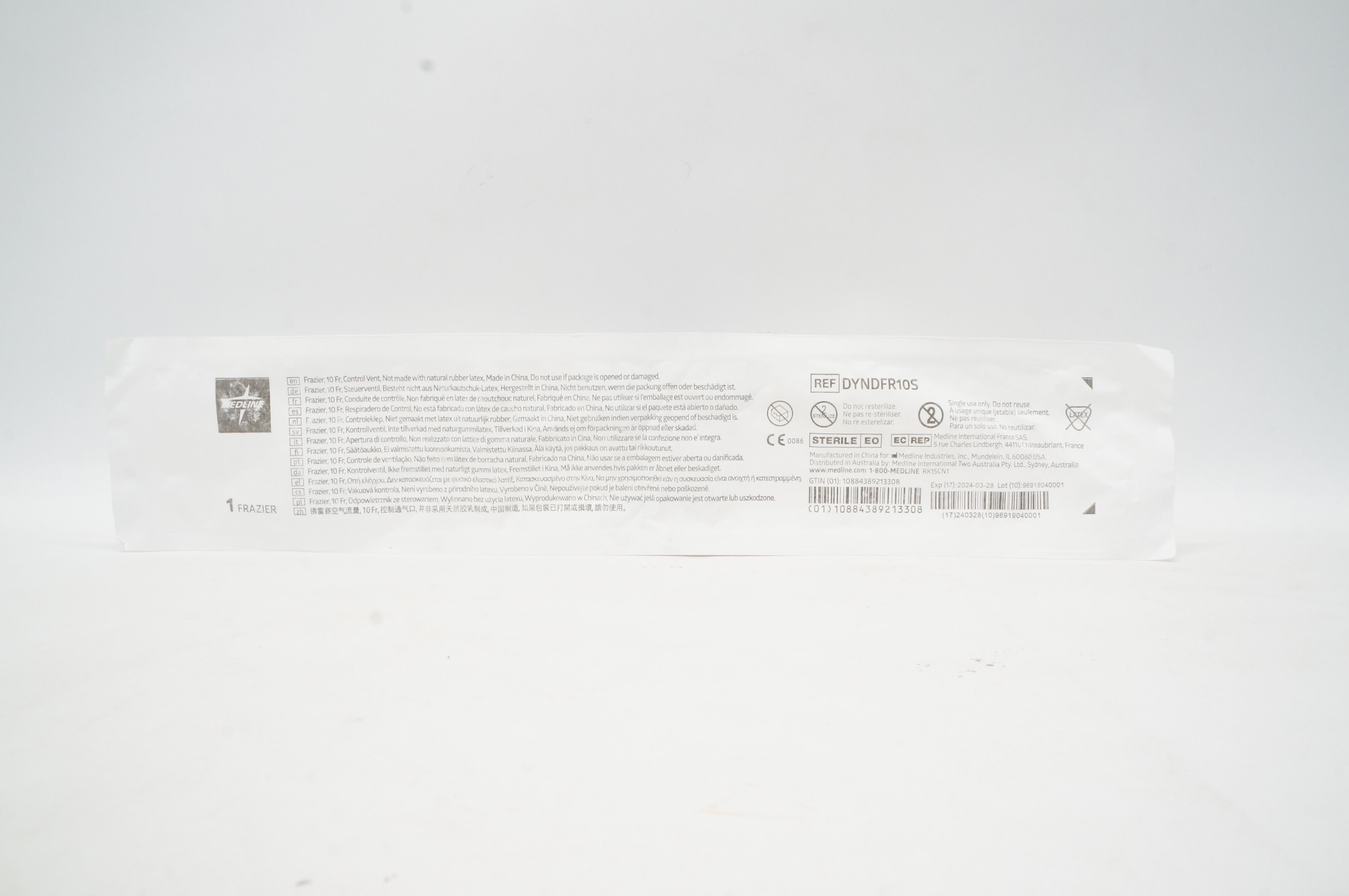 Medline DYNDFR10S Frazier, Control Vent 10Fr