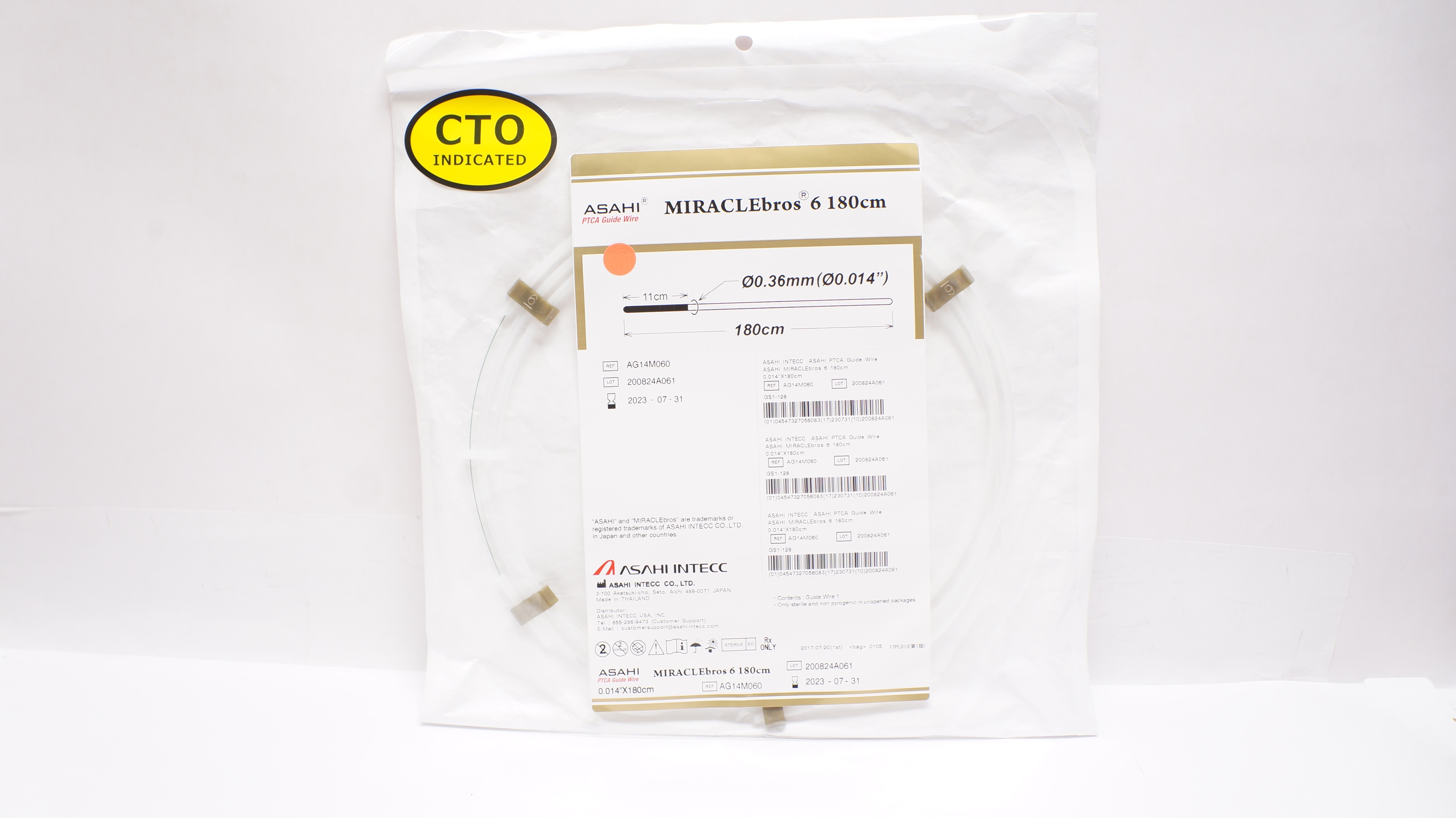 ASAHI INTECC AG14M060 MIRACLEbros 6 PTCA Guide Wire, 0.014inch x 180cm (x)