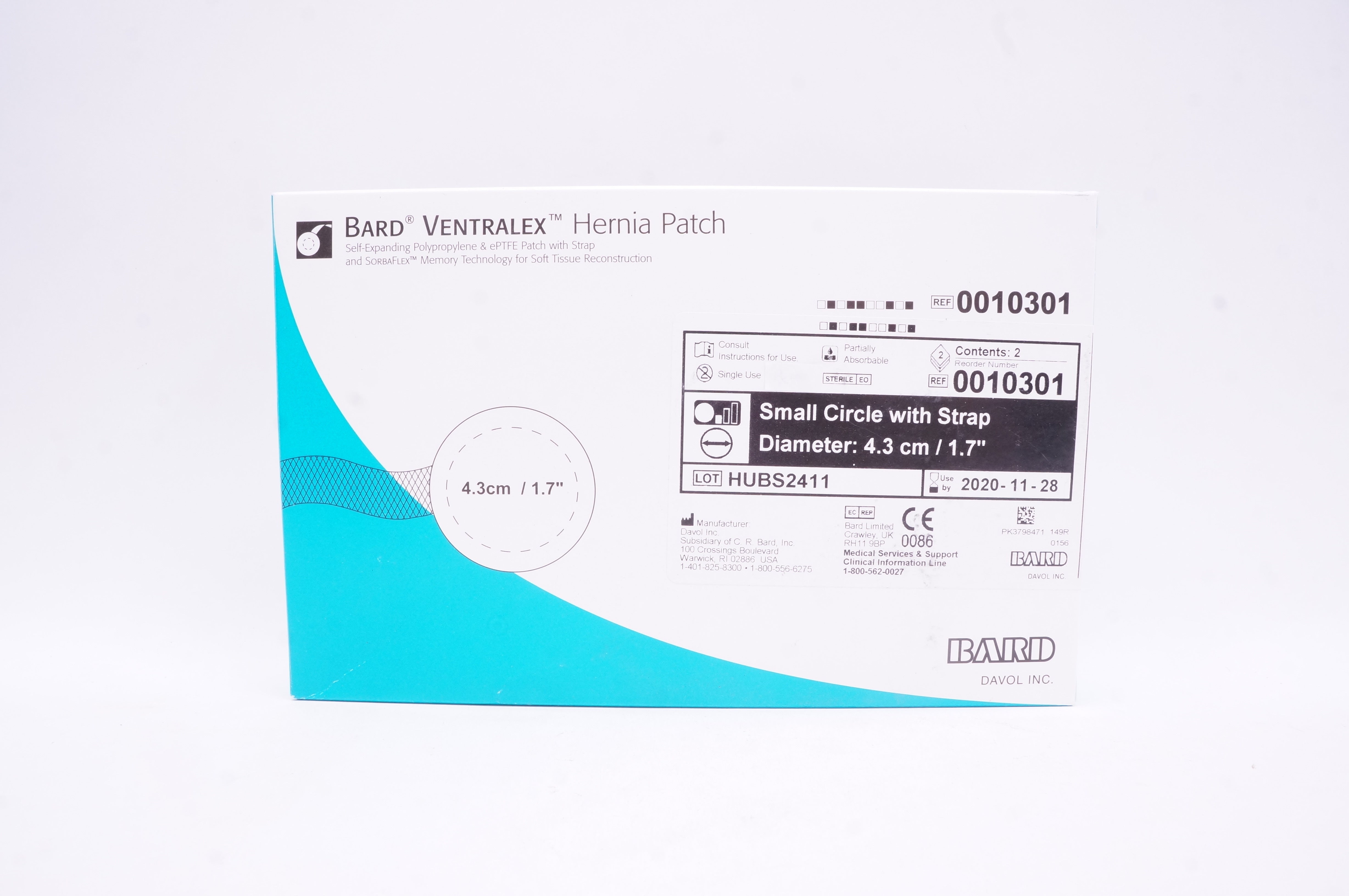 Bard 0010301 Ventralex Hernia Patch Small Circle w/Strap 1.7inch - Box of 2 (x)