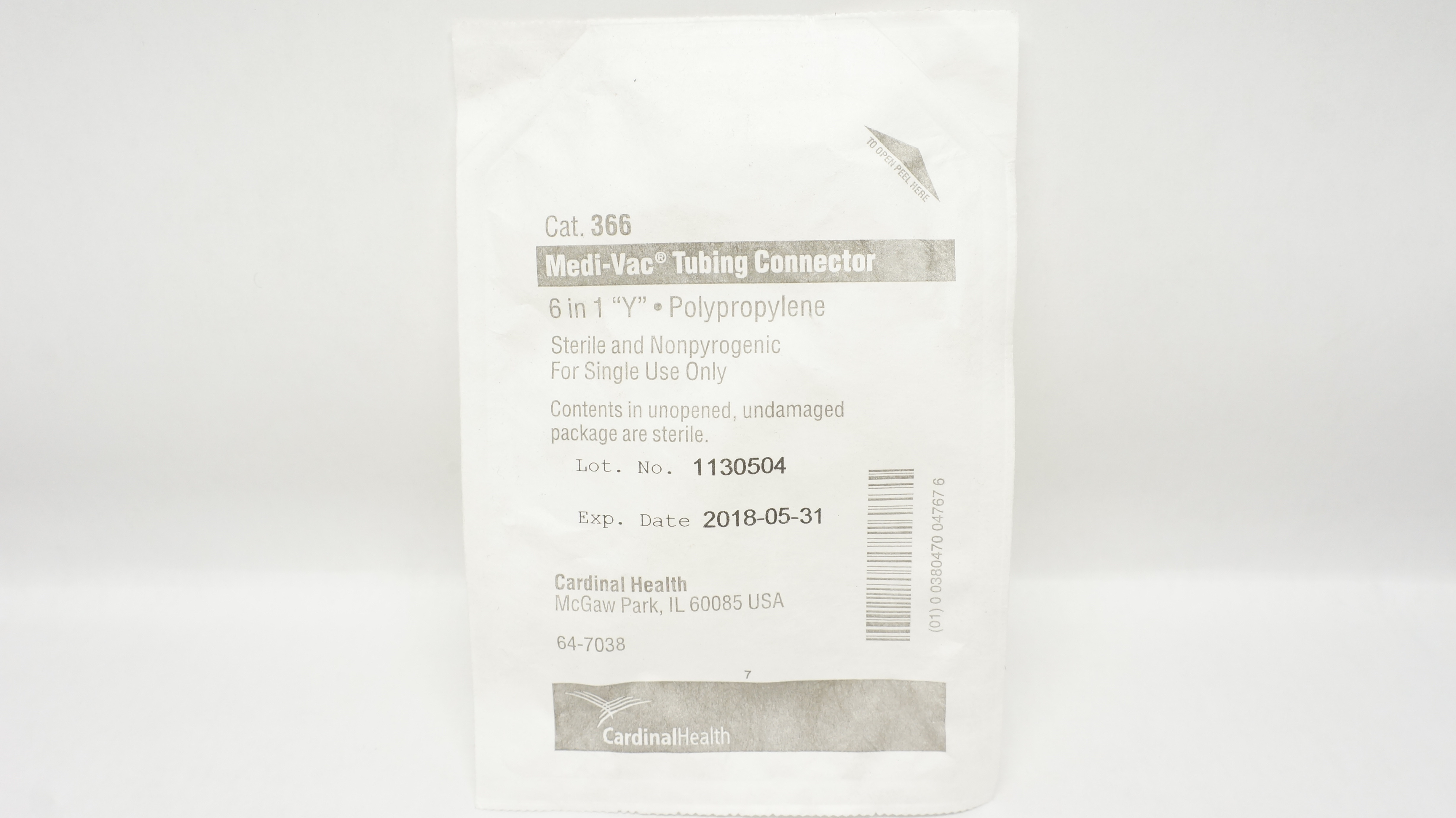 Cardinal Health 366 Medi-Vac Tubing Connector 6 in 1 