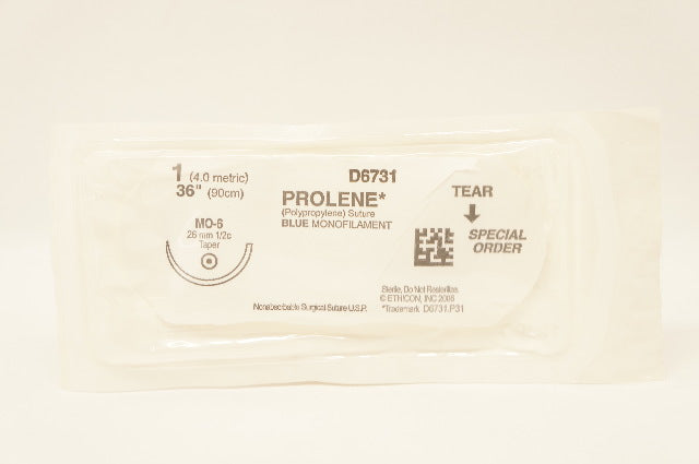 Ethicon D6731 1 PROLENE Stre Blue Monofilament, MO-6, 26mm 1/2c Taper, 36in. (x)