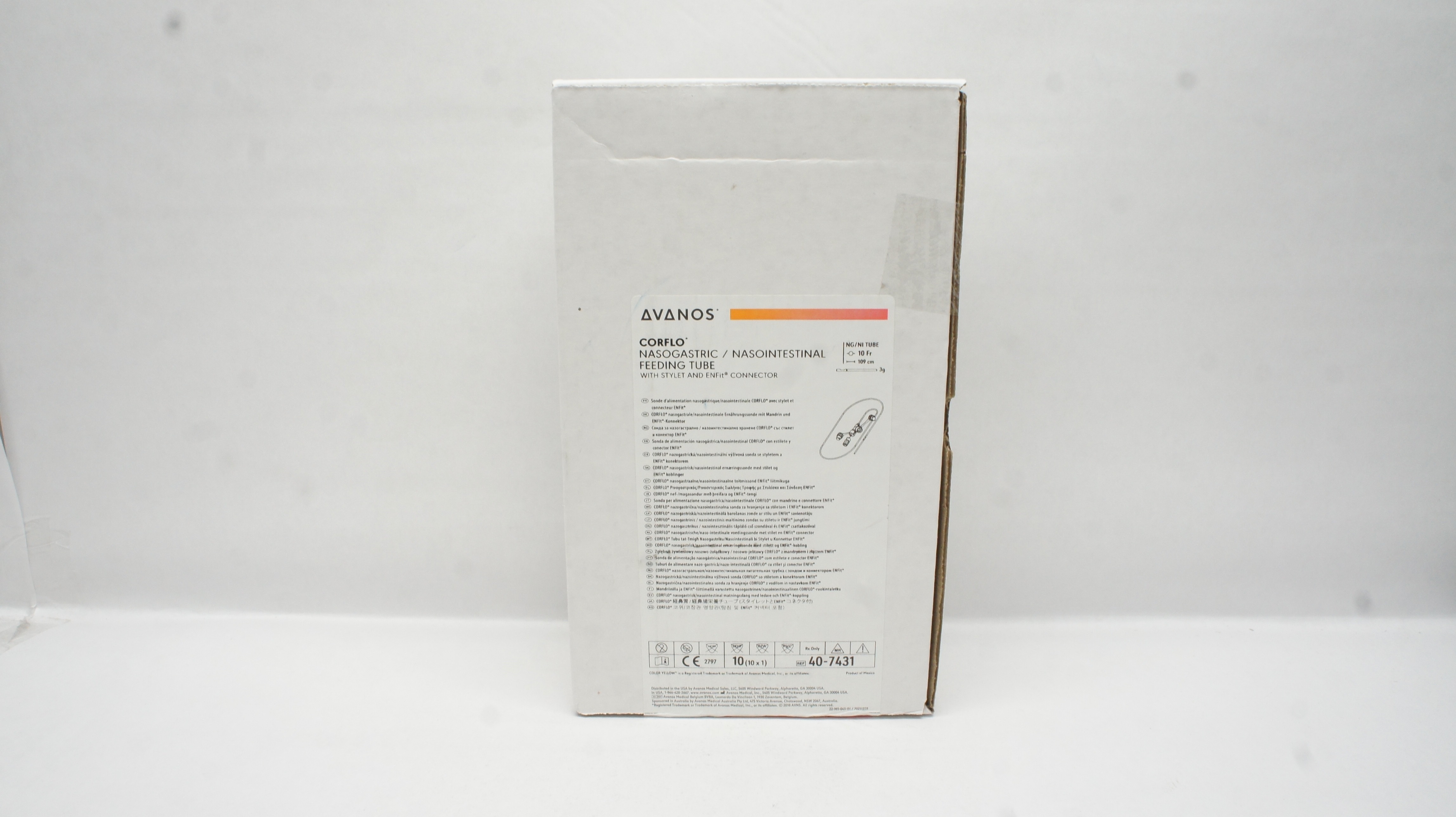 Avanos 40-7431 Corflo Nasogastric/Nasointestinal Feeding Tube 10Fr - Box of 10