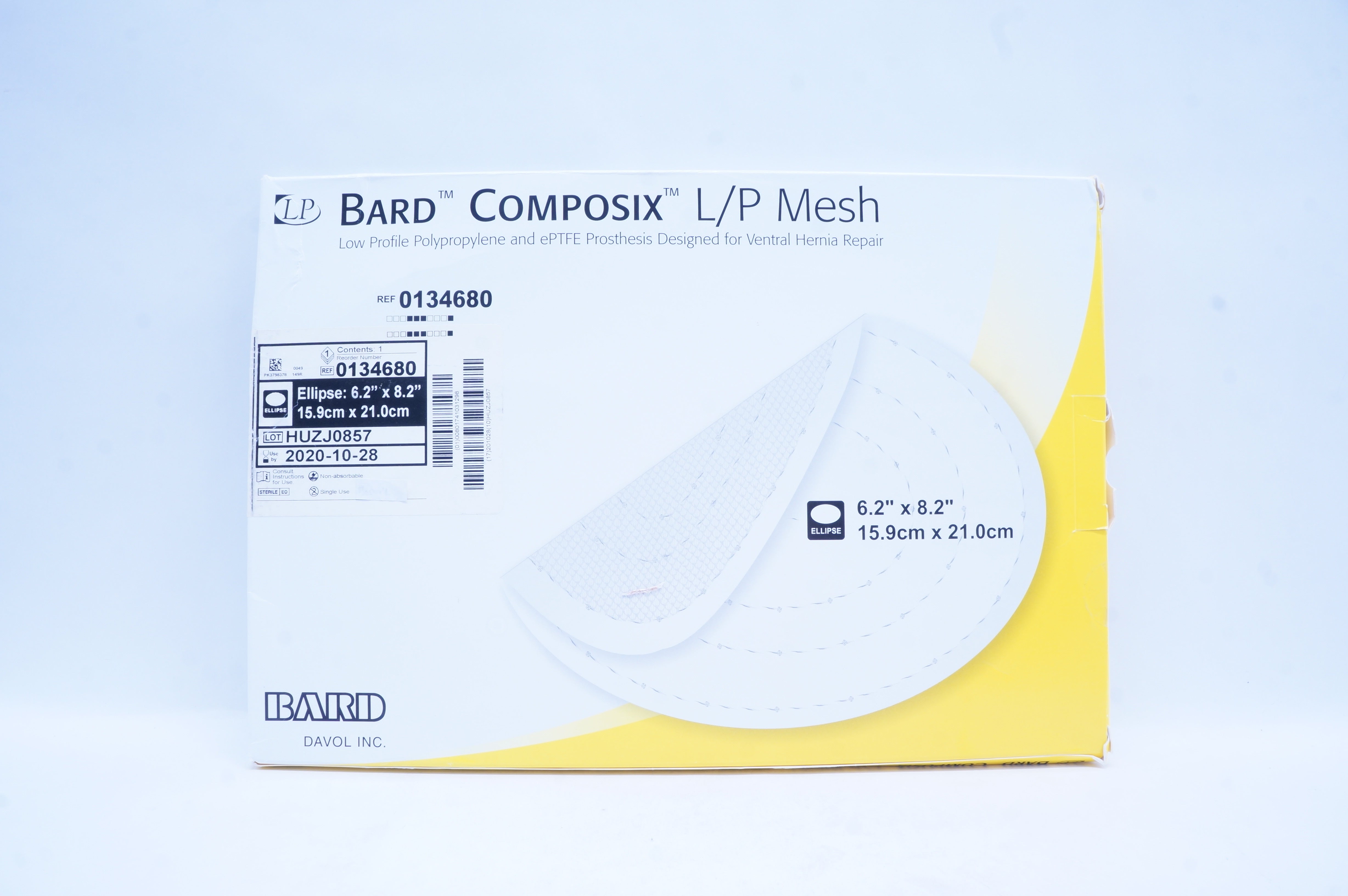 Bard 0134680 Davol Composix L/P Mesh, Ellipse 6.2inch x 8.2inch (x)