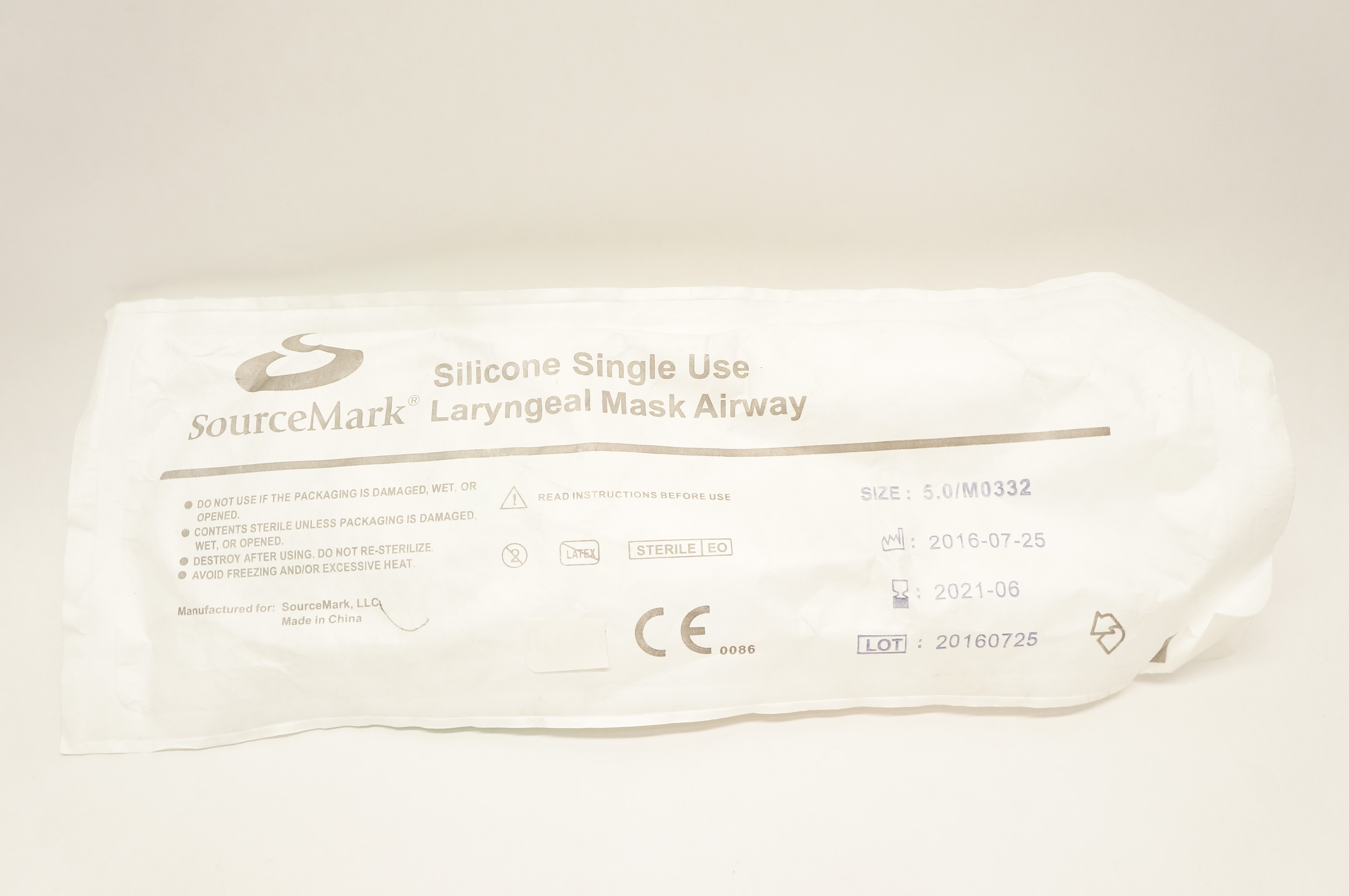 SourceMark M0332 Silicone Laryngeal Mask Airway Size 5.0 70-100kg <40ml/60cm(x)