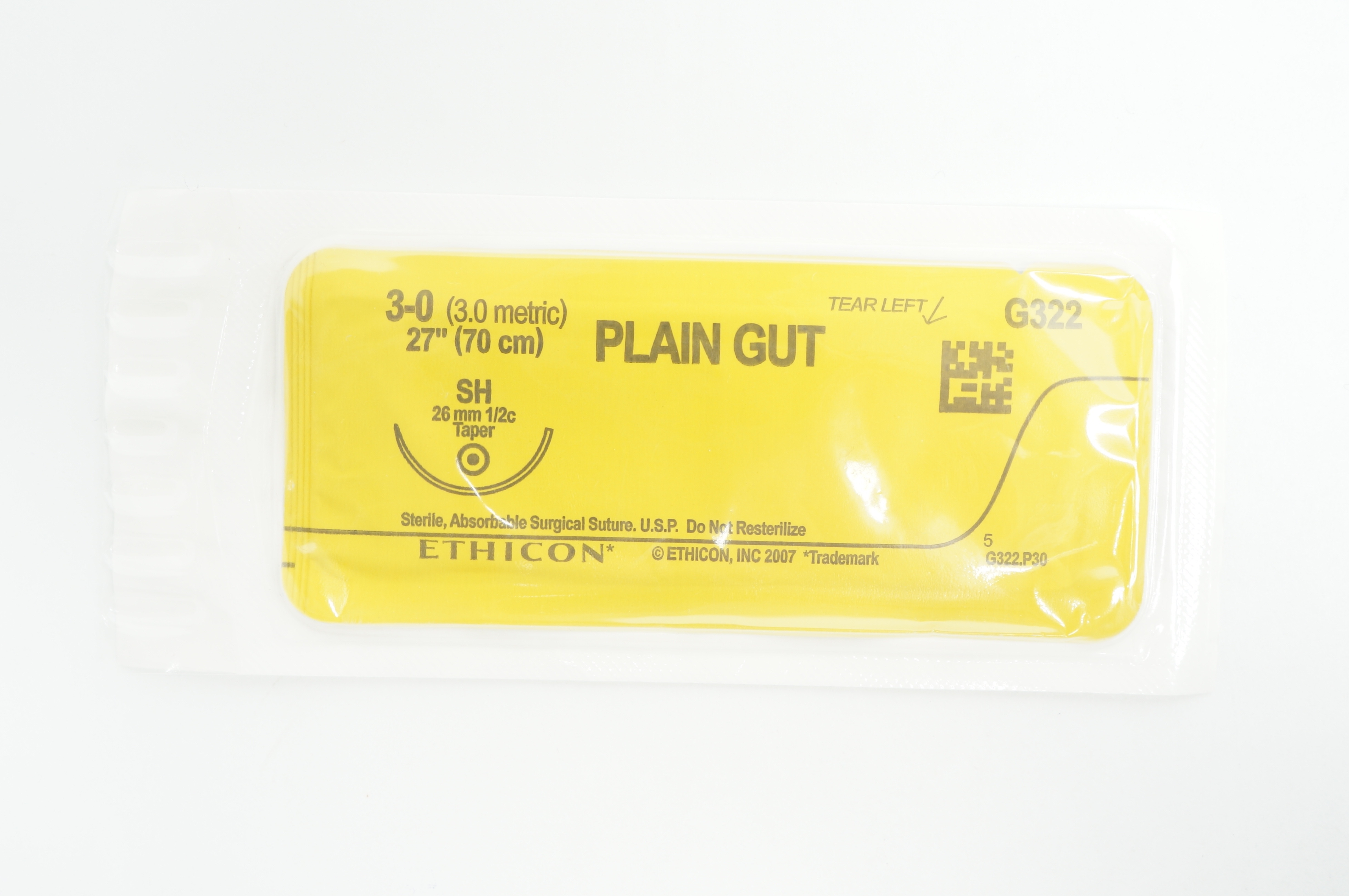 Ethicon G322 3-0 PLAIN GUT SH 26mm 1/2c Taper 27inch