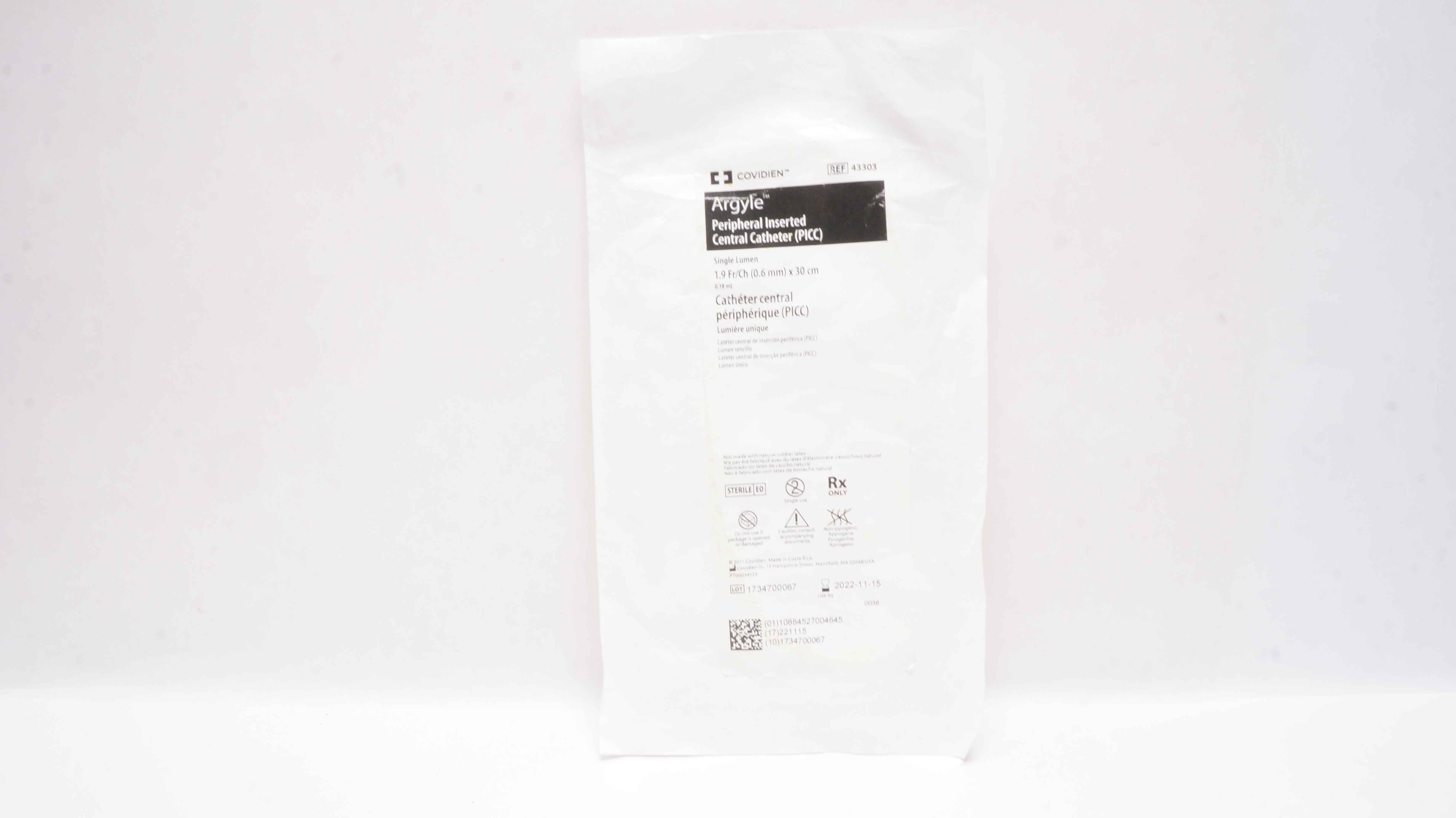 Covidien 43303 Argyle Peripheral Inserted Central Cath.(PICC) 1.9Fr/Ch ...