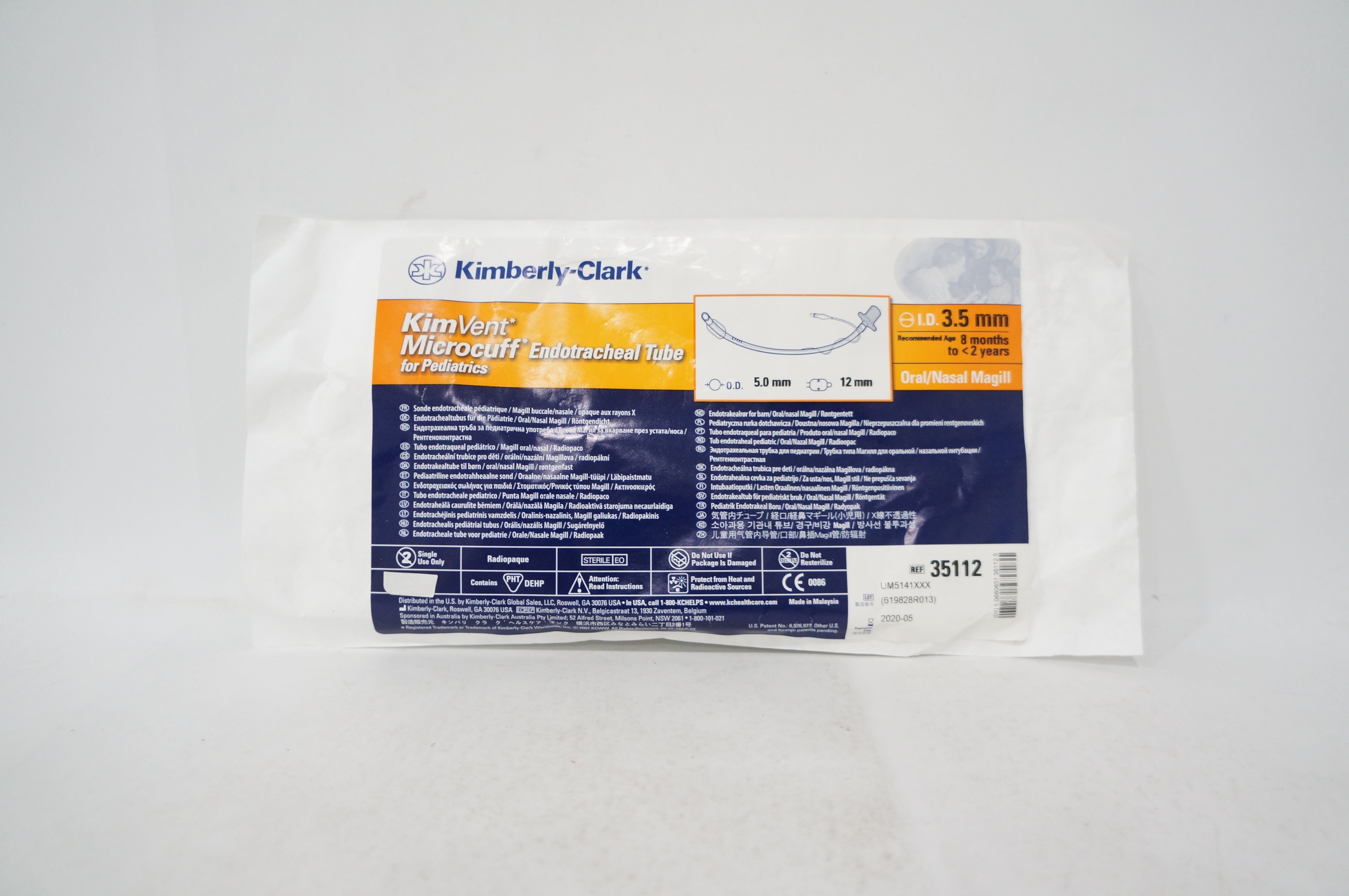 Kimberly-Clark 35112 Microcuff Endotracheal Tube for Pediatrics 5.0 x ...