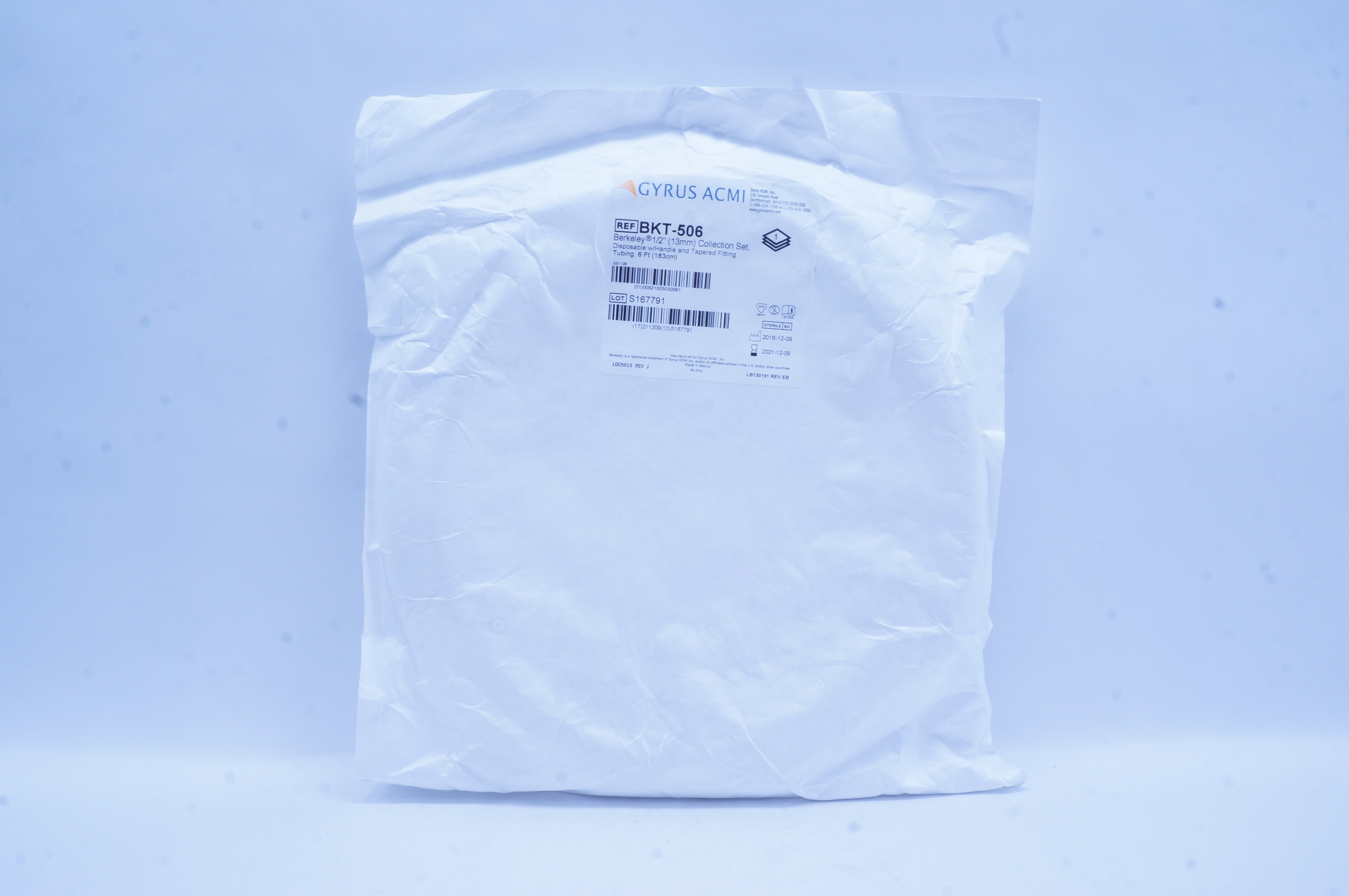 Gyrus ACMI BKT-506 Berkeley 1/2inch Collection Set, Disposable, 6Ft