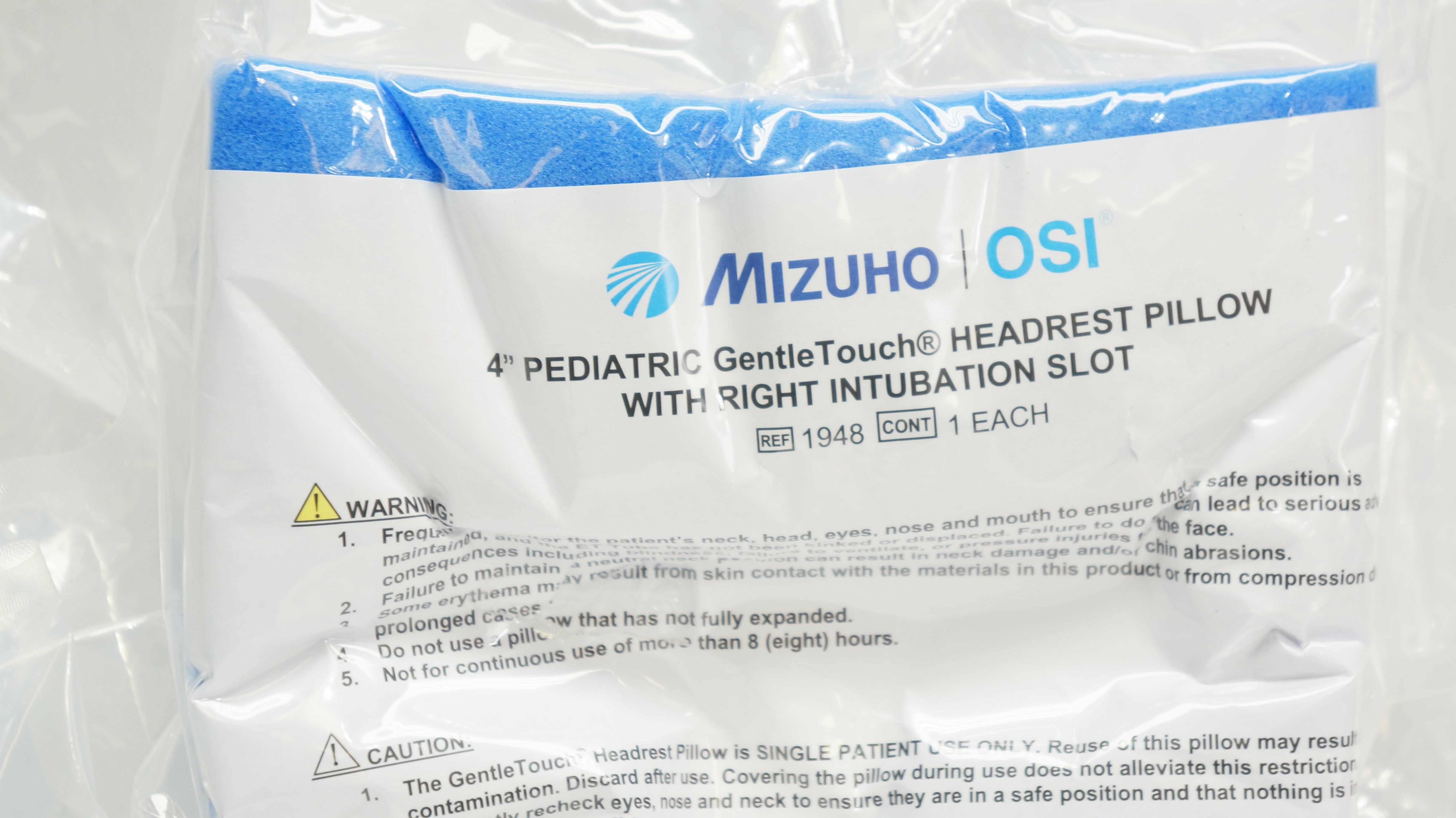 Mizuho OSI 1948 GentleTouch Pediatric 4inch Pillow w/Right Intubation Slot