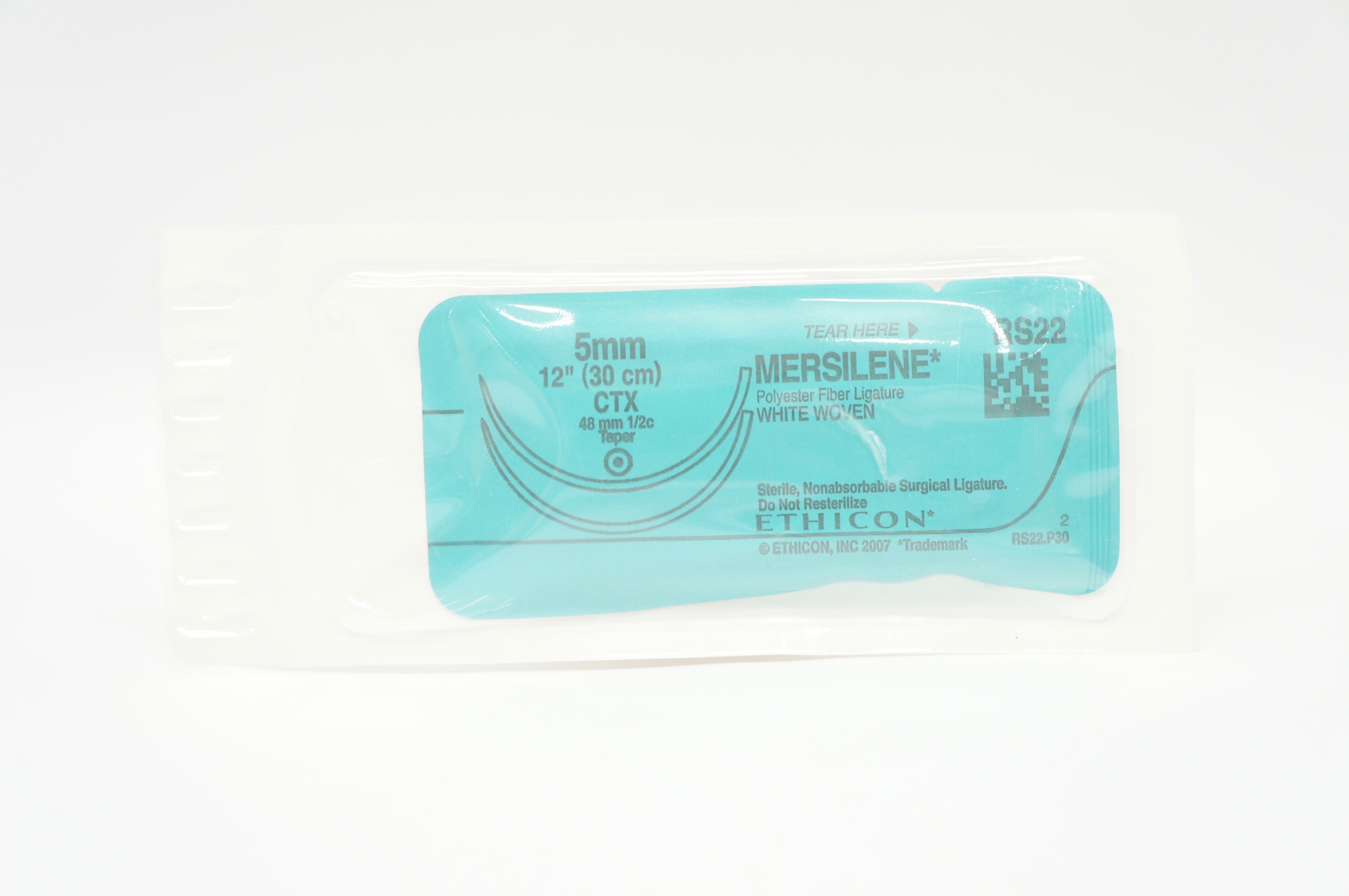 Ethicon RS22 Mersilene Polyester Fiber Ligature CTX 48mm 1/2c 12in (x)