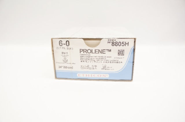 Ethicon 8805H 6-0 Prolene Polypropylene Stre BV-1 9.3mm 3/8c 24inch(x)-Box of 36
