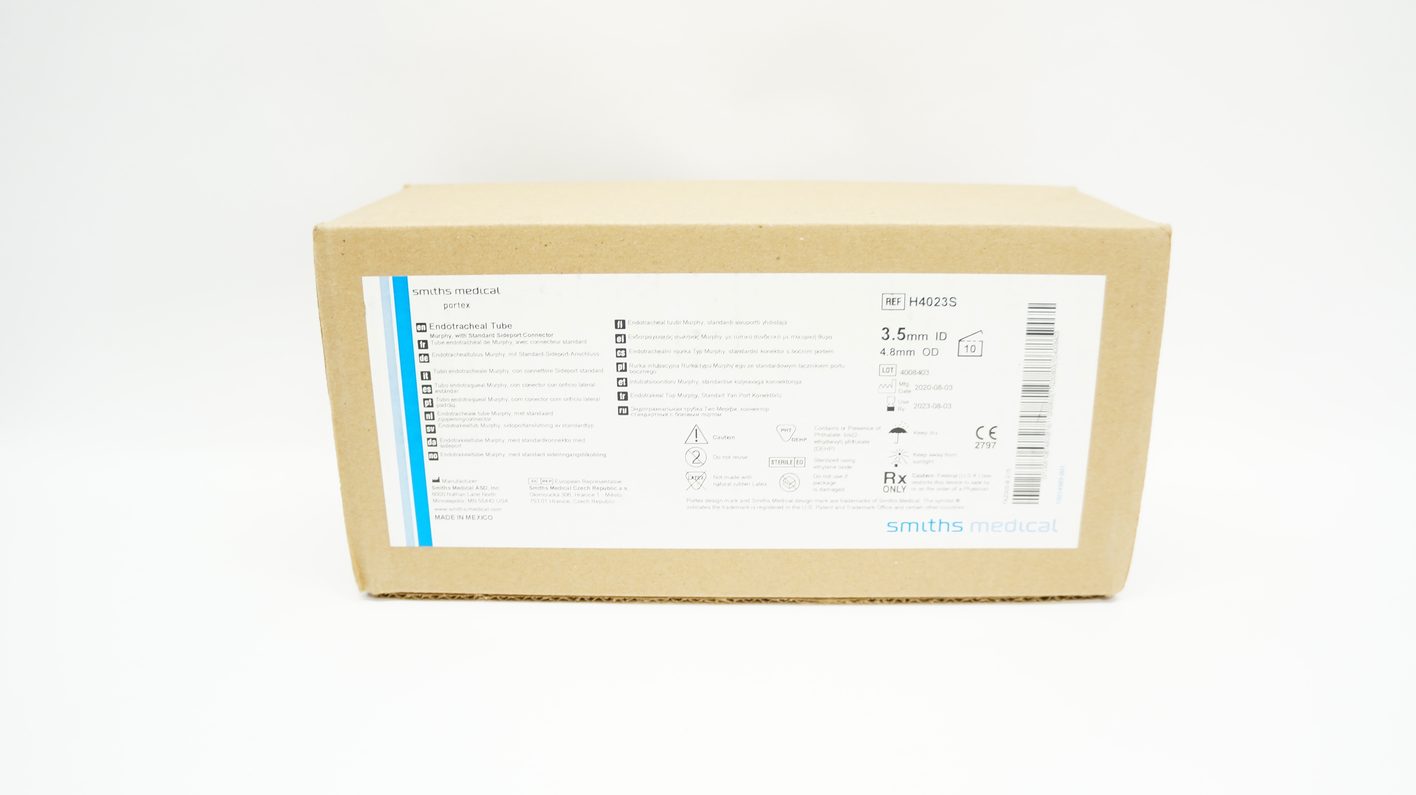 Smiths Medical H4023S Portex Endotracheal Tube 3.5mm ID x 4.8mm OD (x)-Box of 10