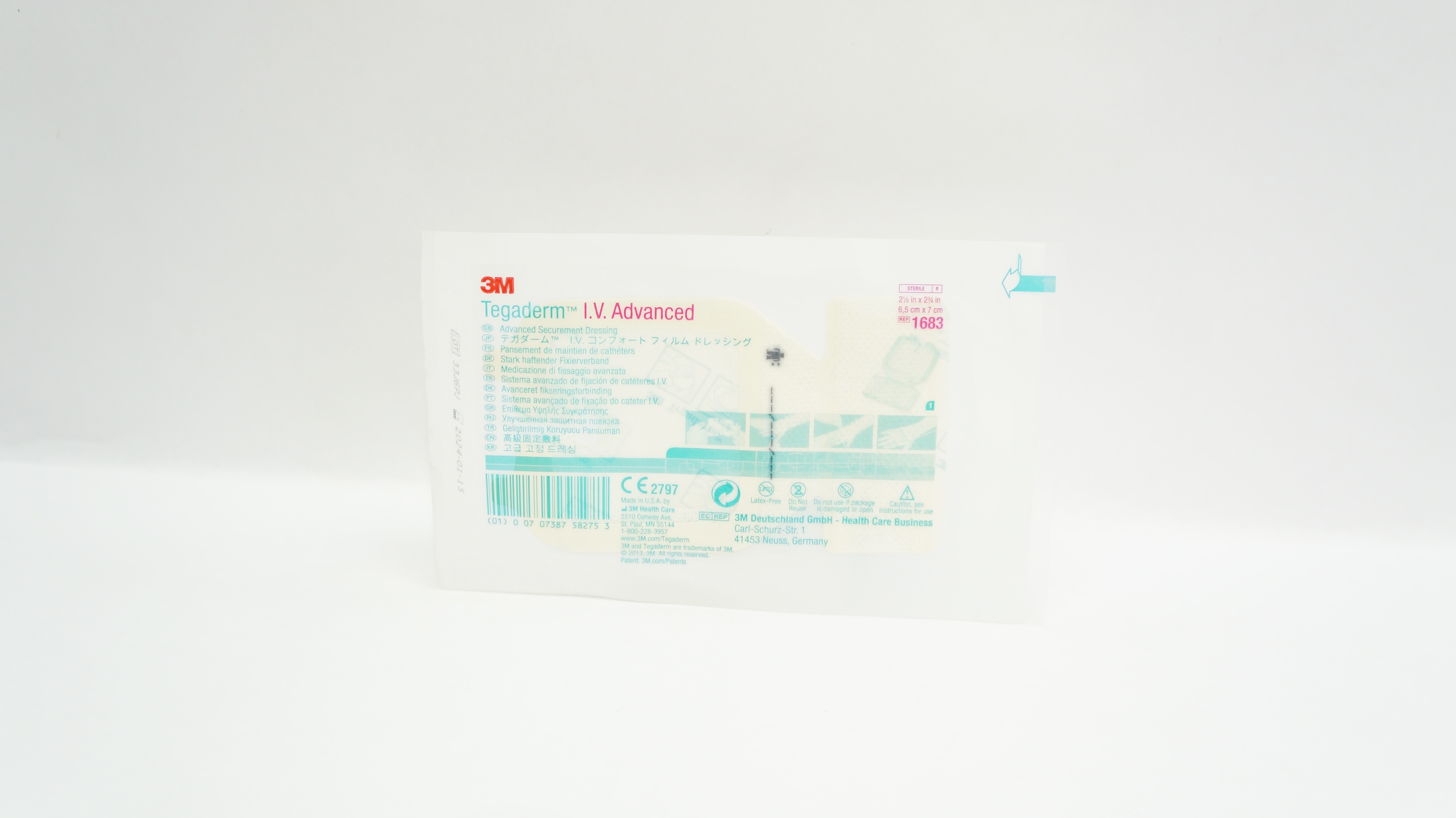 3M 1683 Tegaderm IV Advanced Securement Dressing 2-1/2inch x 2-3/4inch
