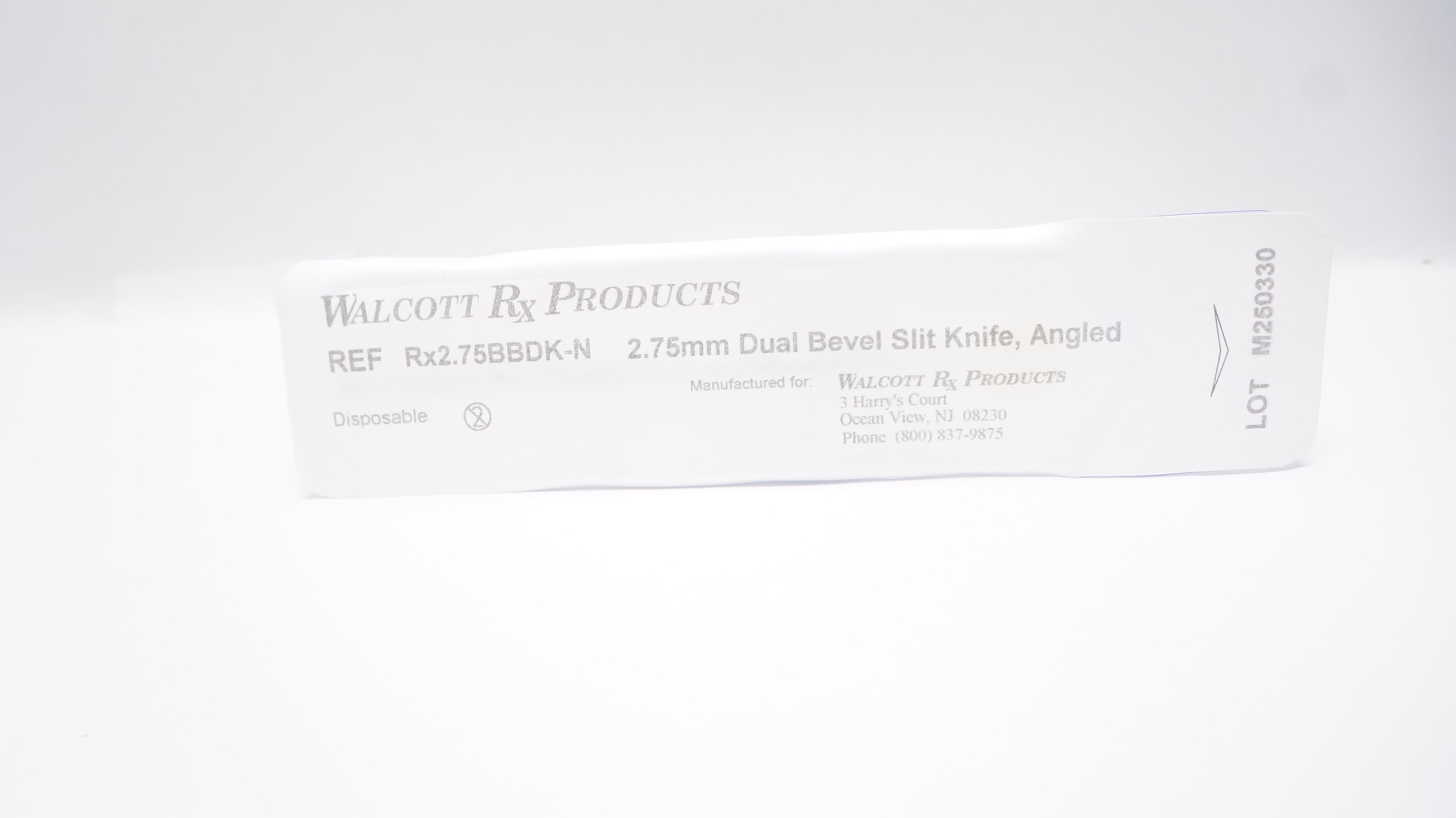 Walcott Rx Products 2.75BBDK-N Dual Bevel Slit Knife, Angled 2.75mm