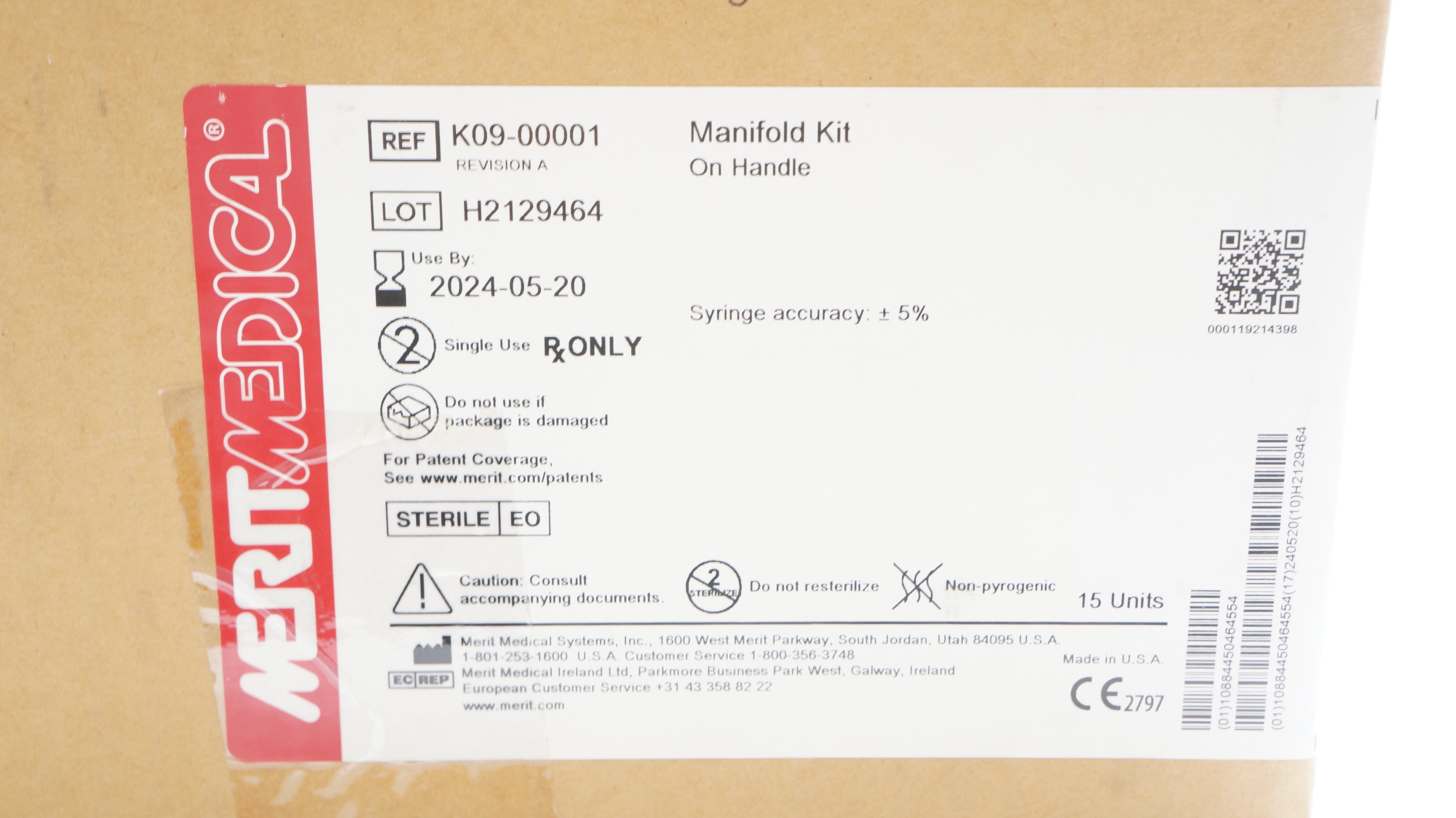 Merit Medical K09-00001 Manifold Kit On Handle (x) - Box of 15