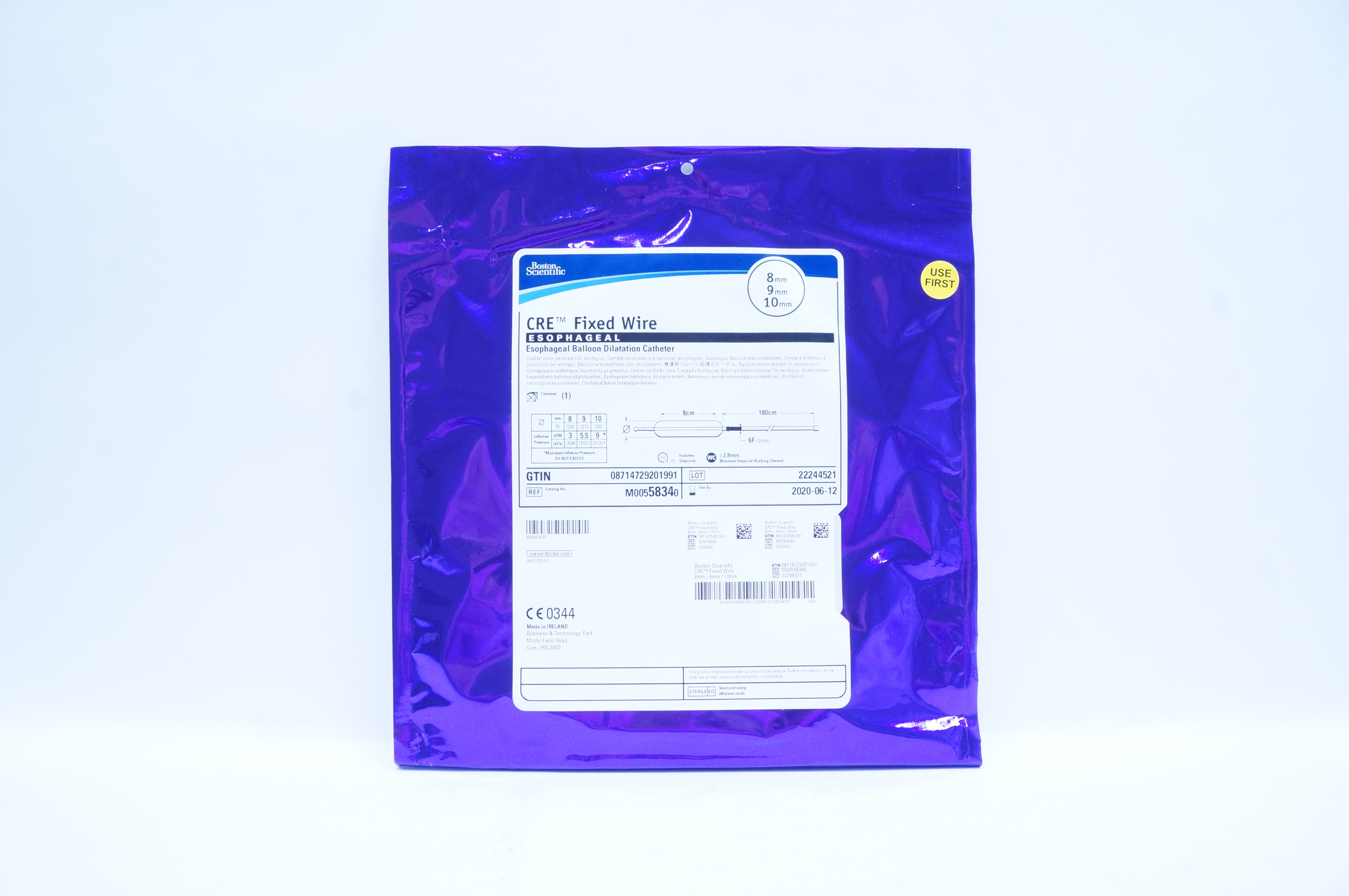 Boston Scientific M00558340 CRE Esophageal Balloon Dilatation Cath. 8x9x10mm (x)