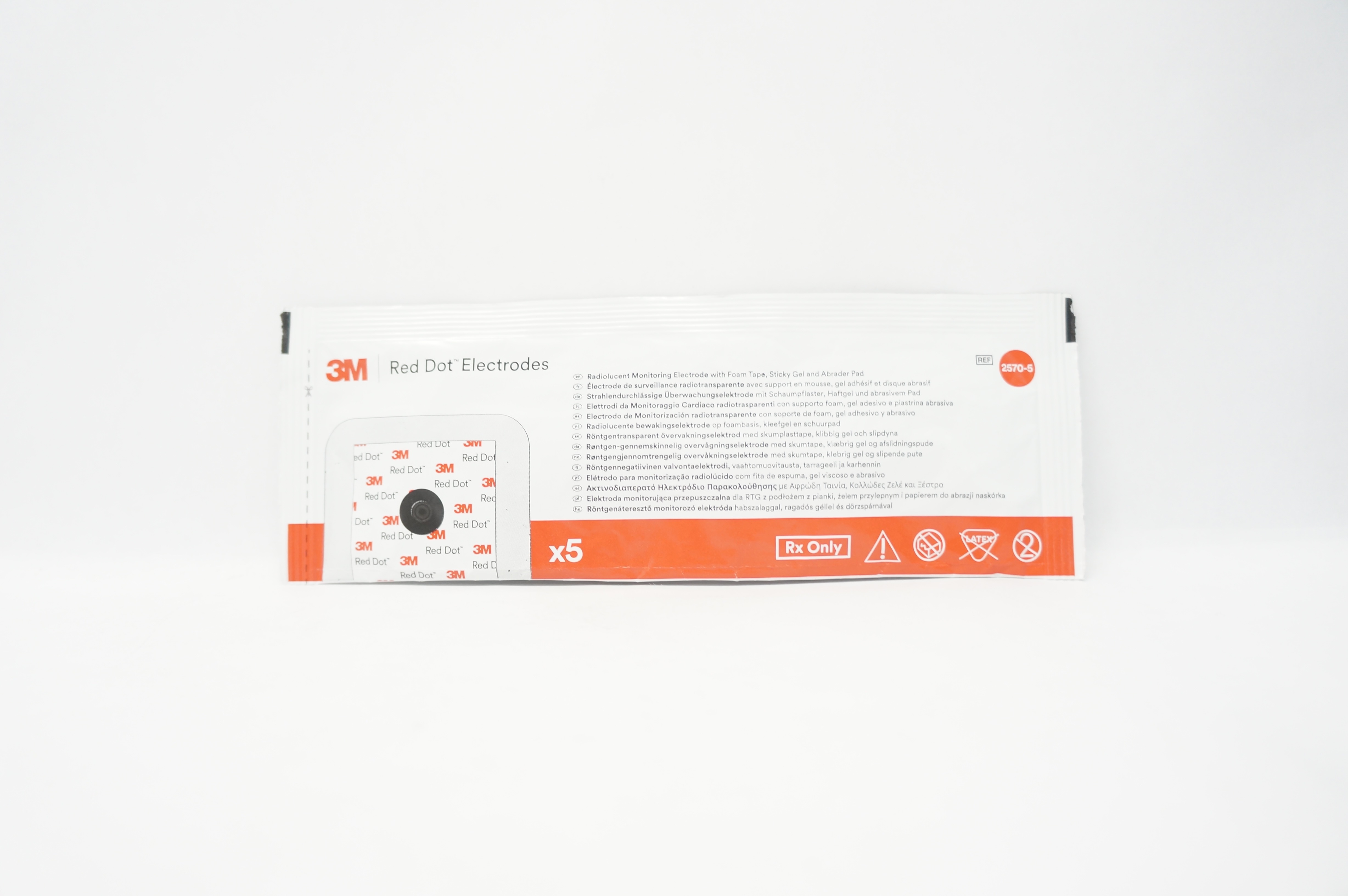 3M 2570-5 Radiolucent Monitoring Electrode Foam Tape Abrader Pad (x) - Pack of 5