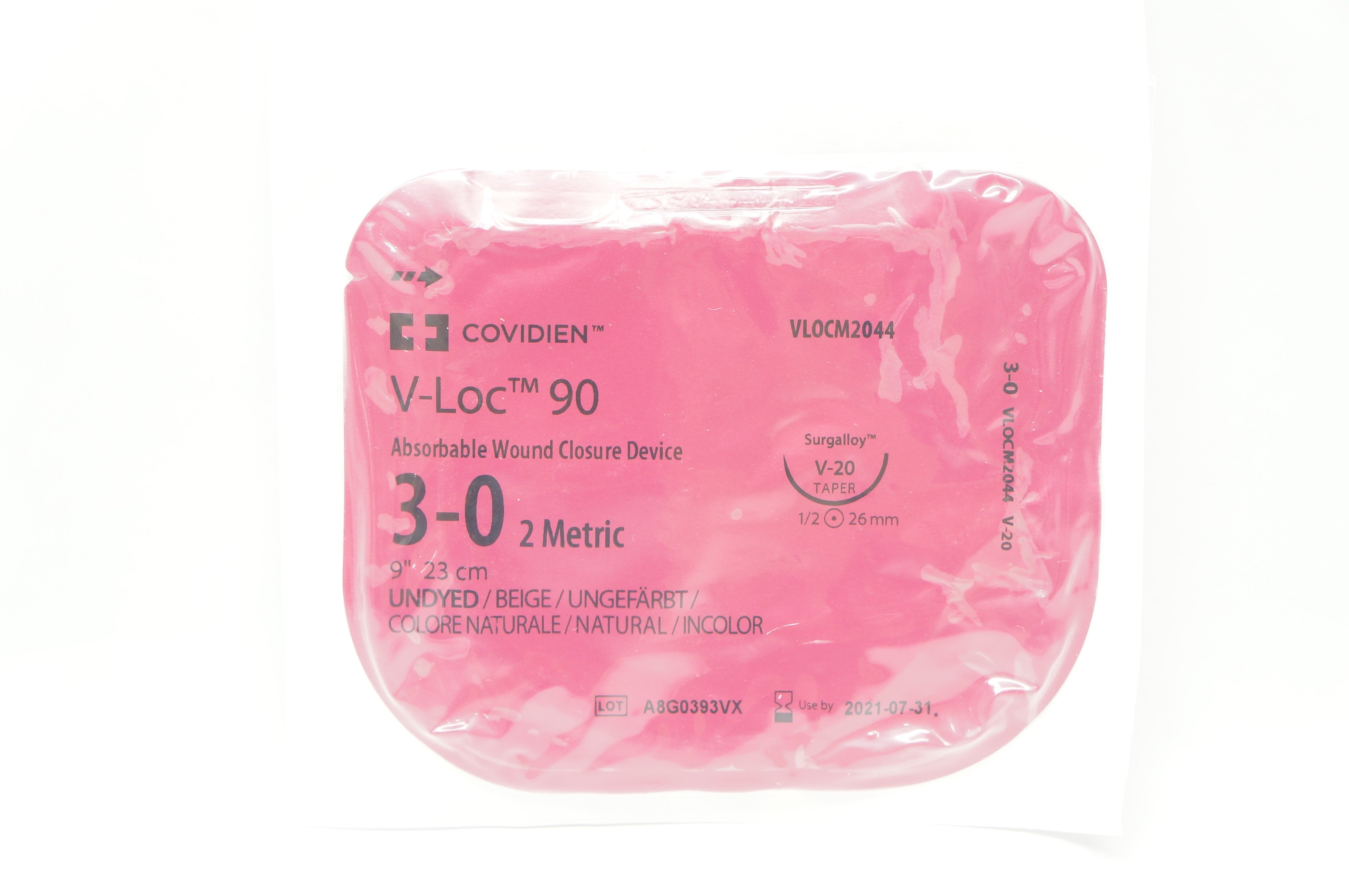Covidien VLOCM2044 3-0 V-Loc 90,  Undyed V-20 1/2c 26mm Taper, 9 inch (x)
